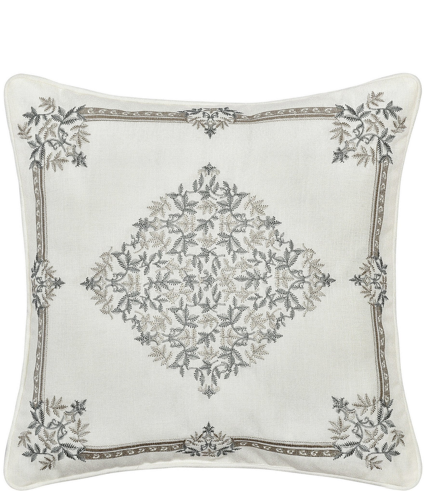 J. Queen New York Arbour Grove Embroidered Medallion Silhouette Square Pillow