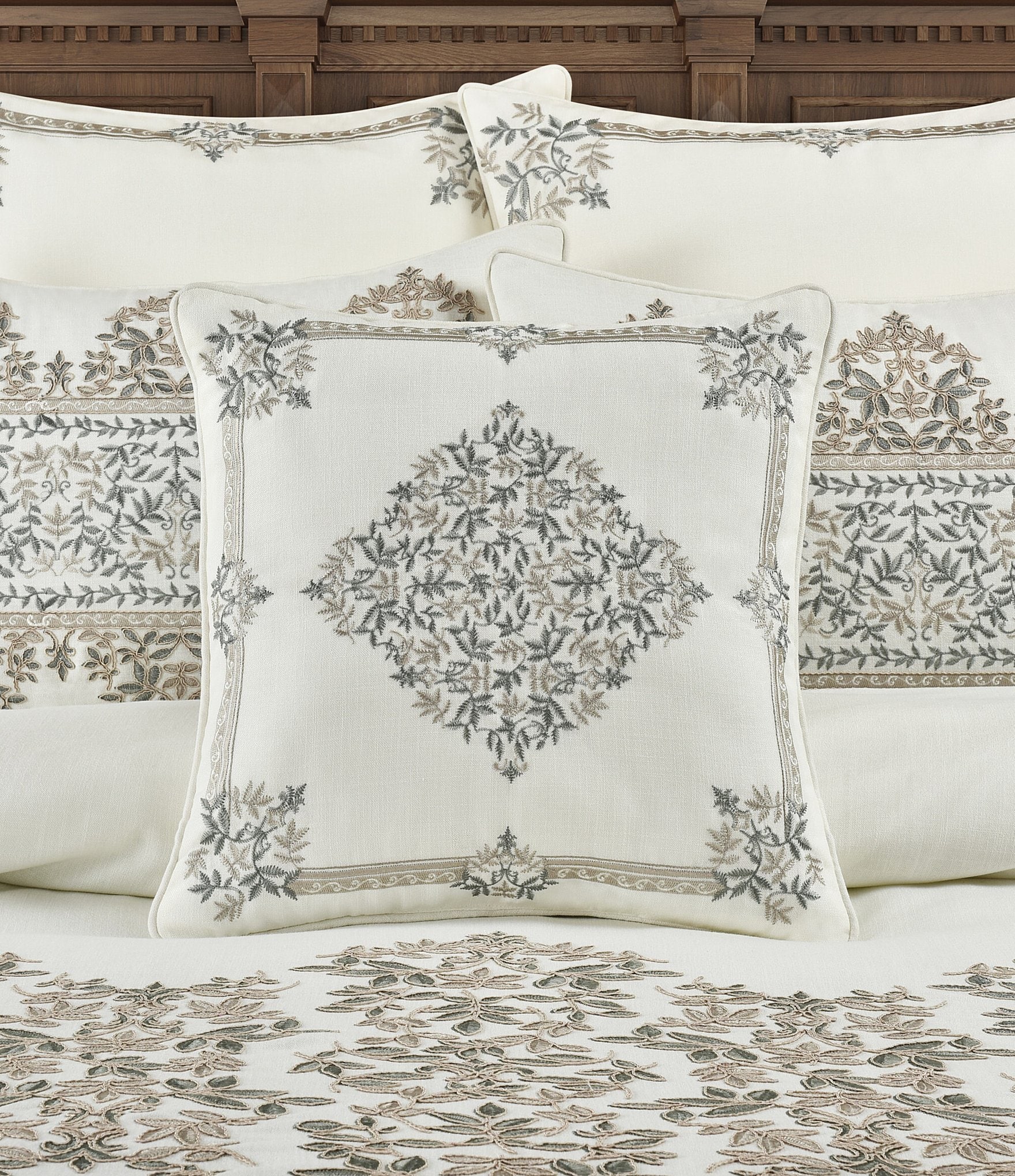 J. Queen New York Arbour Grove Embroidered Medallion Silhouette Square Pillow