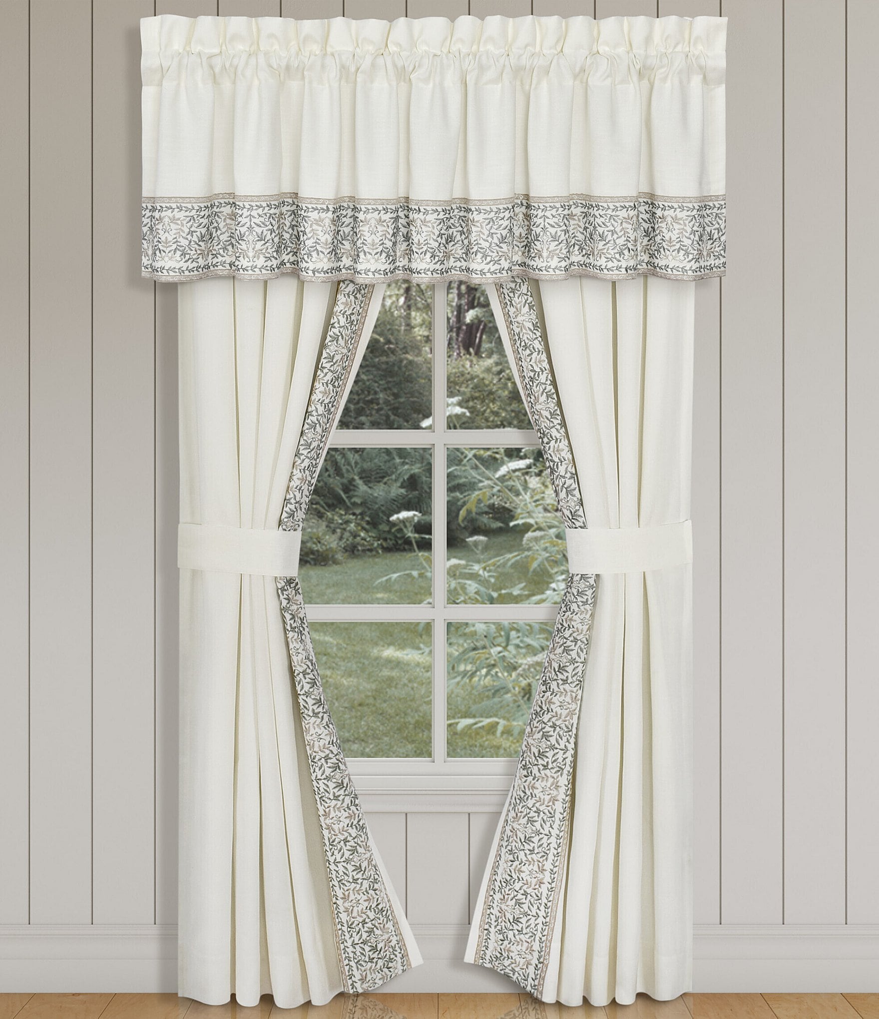 J. Queen New York Arbour Grove Leaf Medallion Embroidered Window Treatment