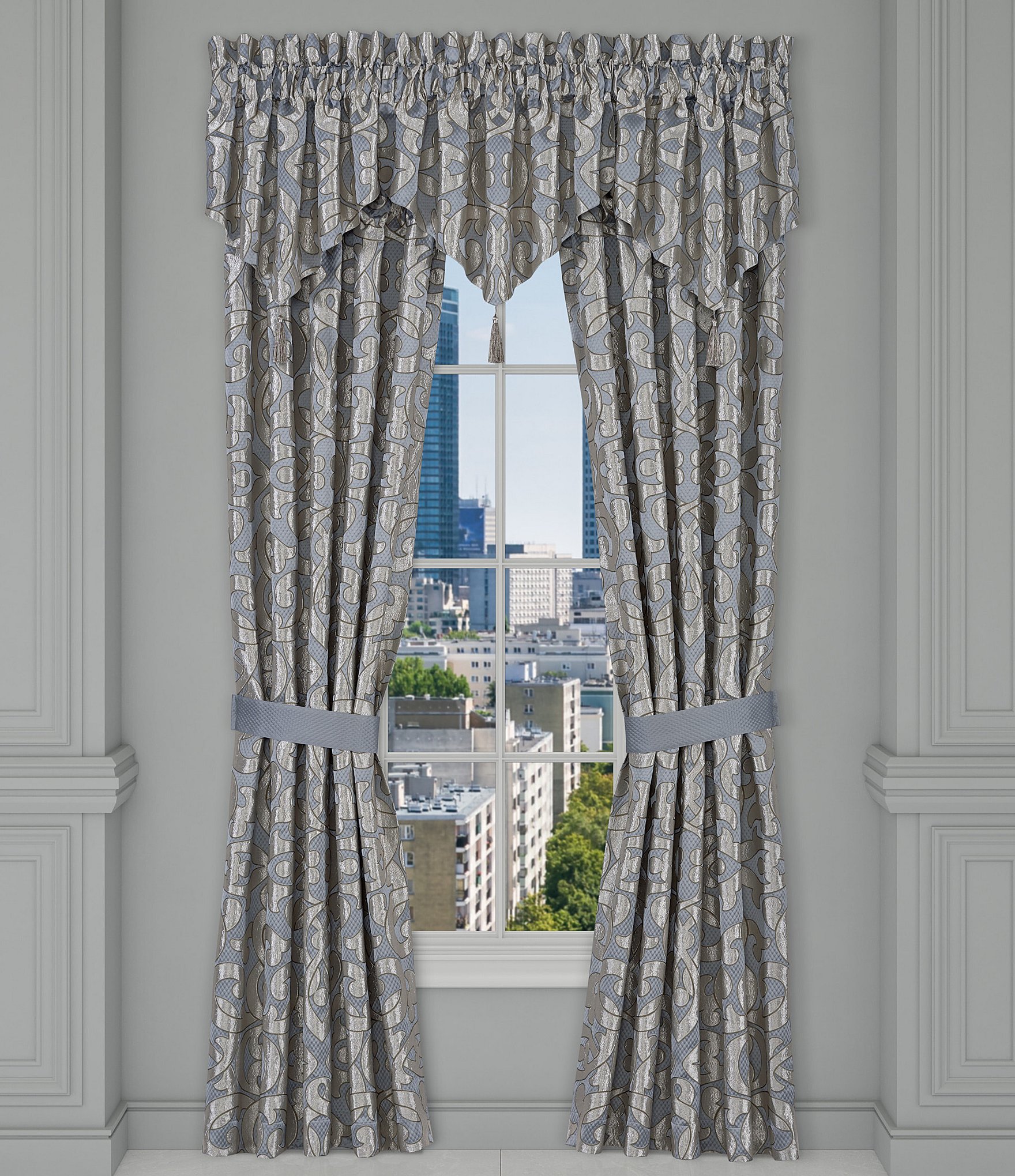 J. Queen New York Barocco Scroll Damask Window Treatment