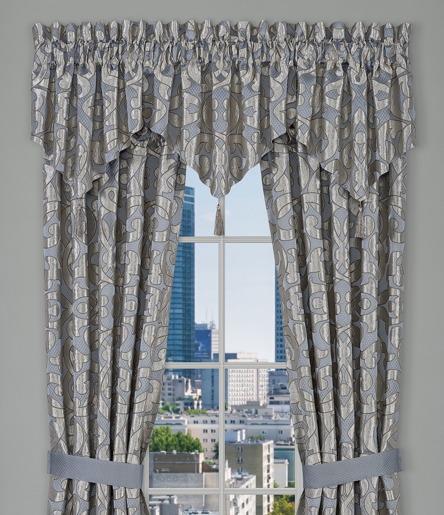J. Queen New York Barocco Scroll Damask Window Treatment