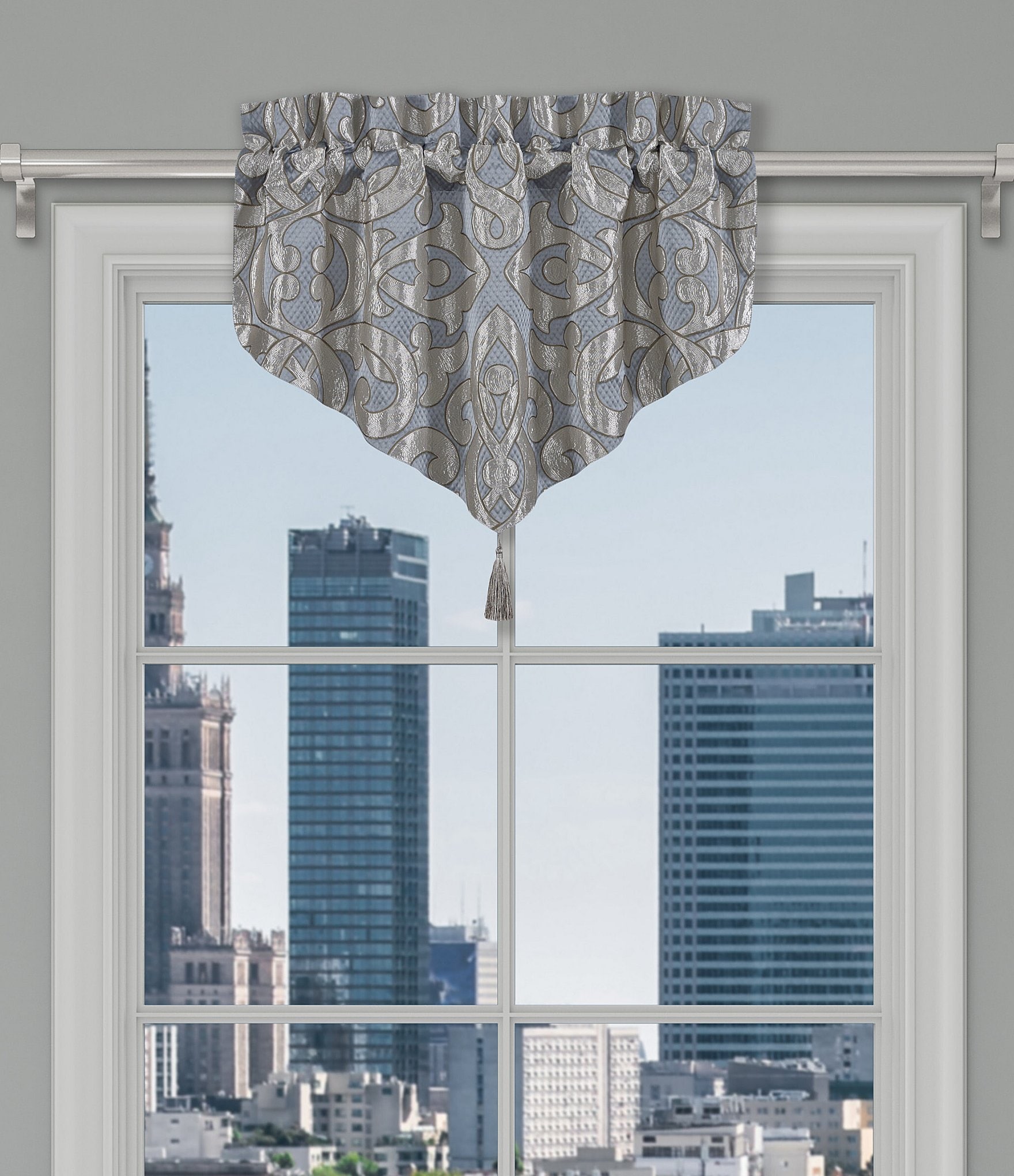 J. Queen New York Barocco Scroll Damask Window Treatment