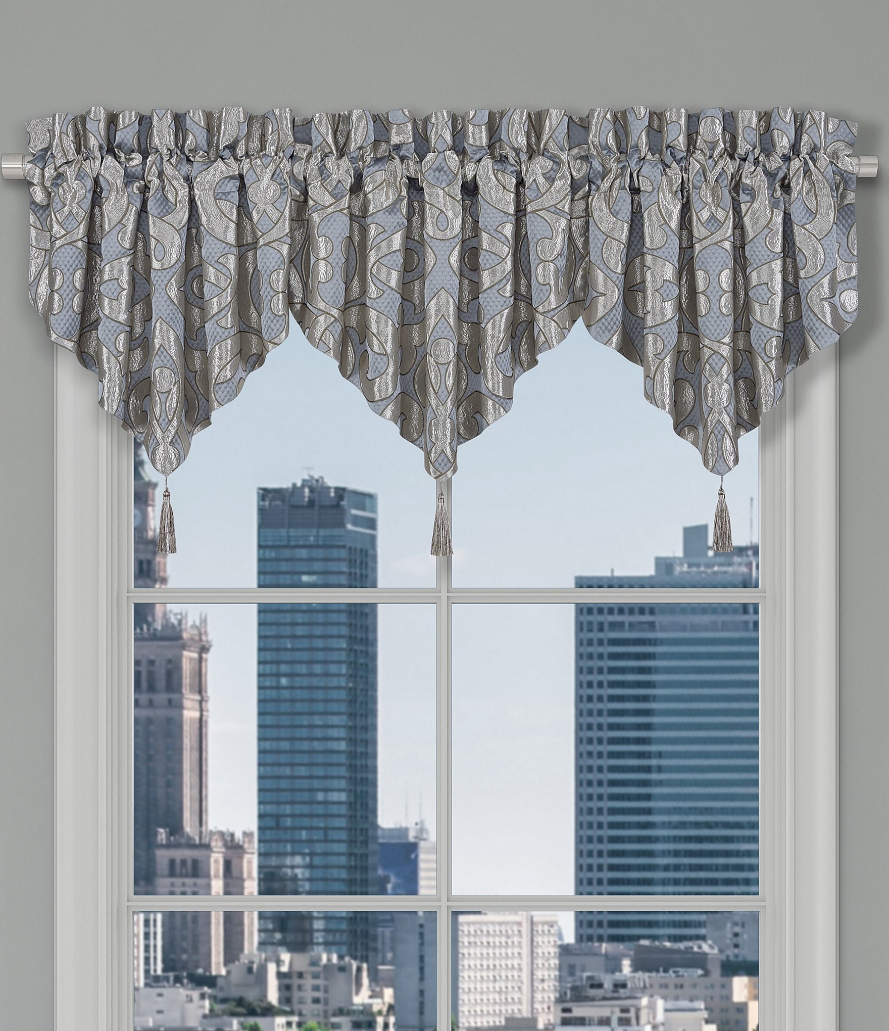J. Queen New York Barocco Scroll Damask Window Treatment