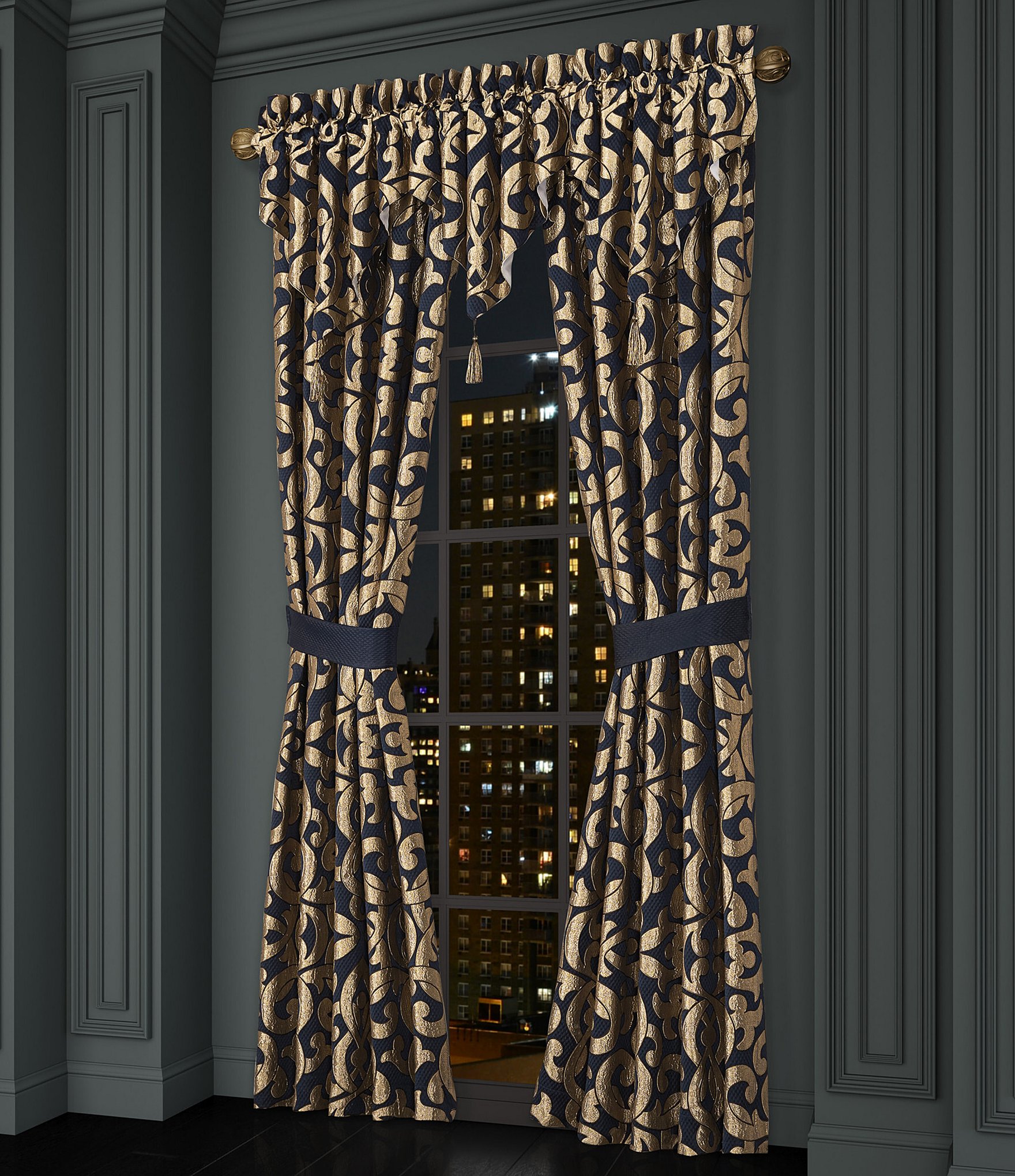 J. Queen New York Biagio Matelasse Textured Damask Window Treatment