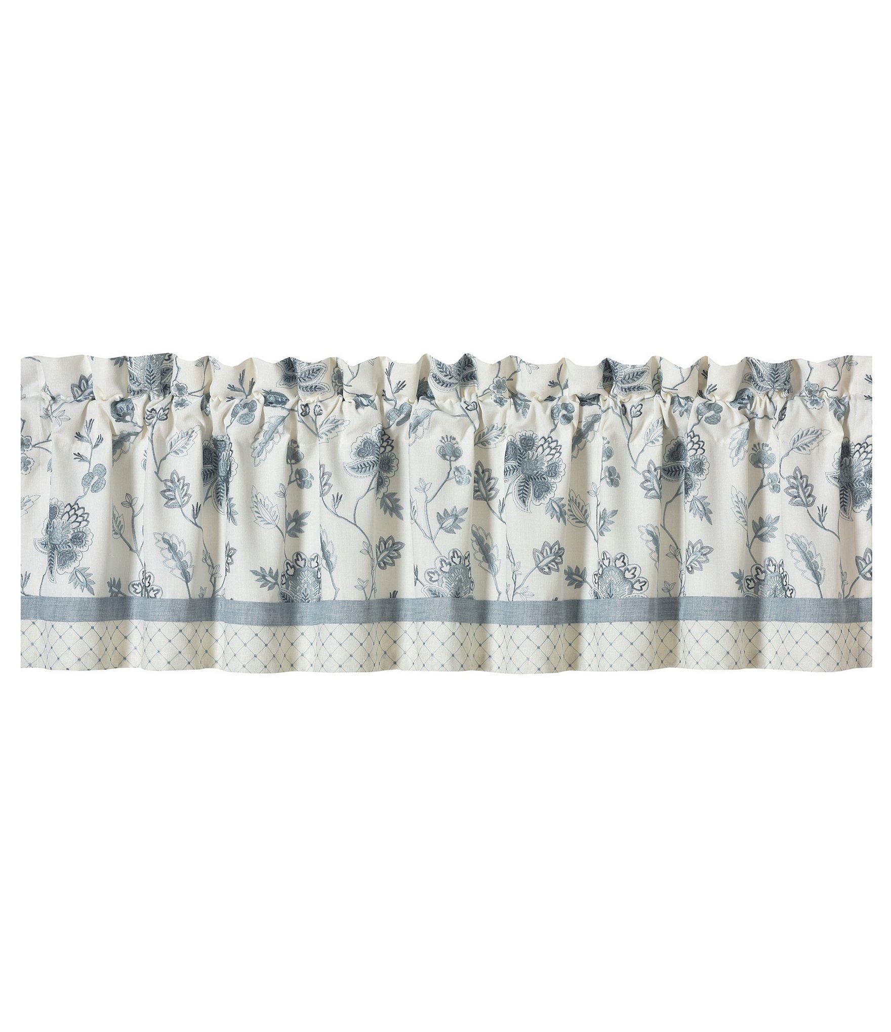 J. Queen New York Garden Textured Blue Diamond Embroidered Window Treatment