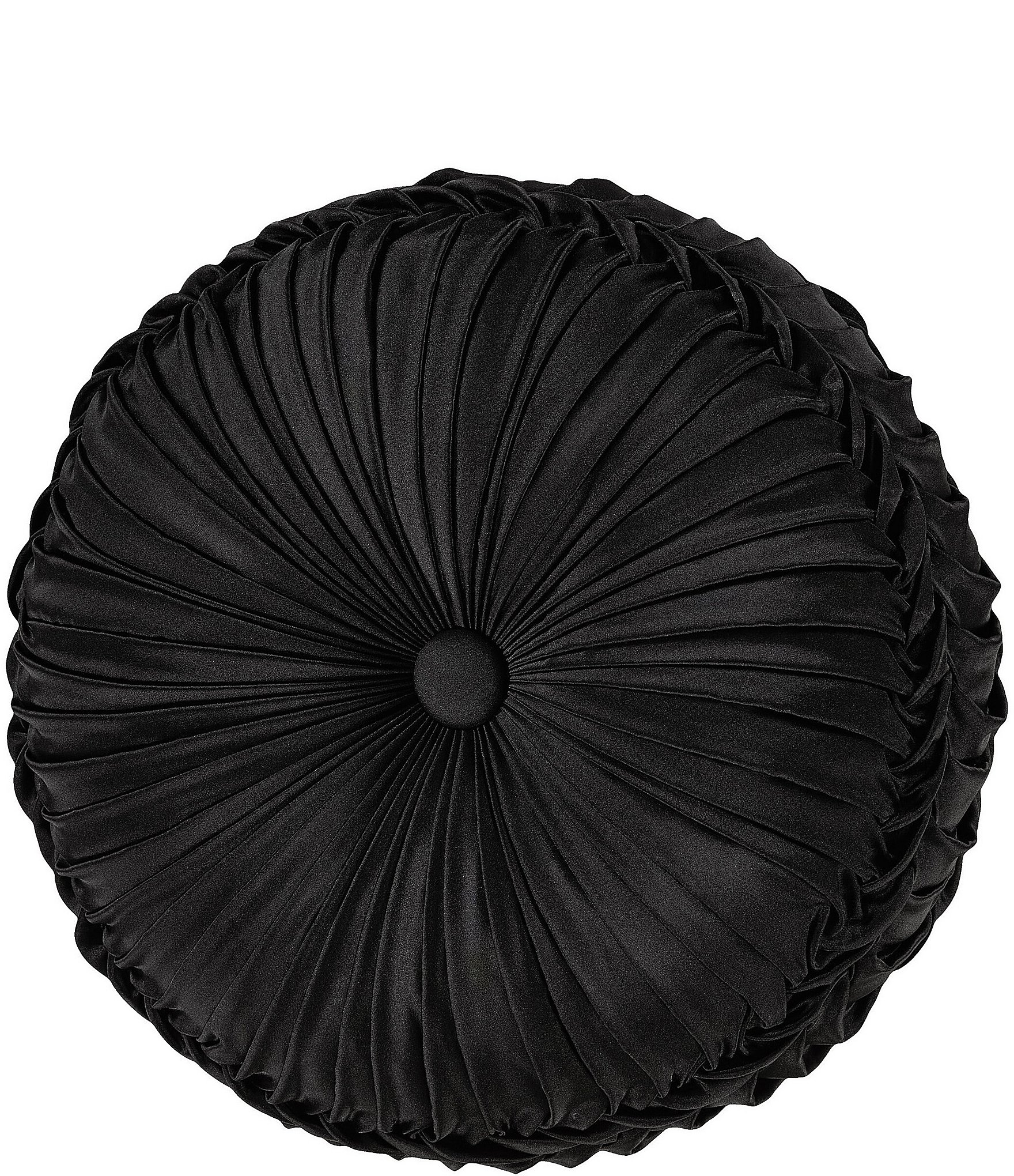 J. Queen New York Bolero Button-Tufted Braided Detail Satin Tufted Round Pillow