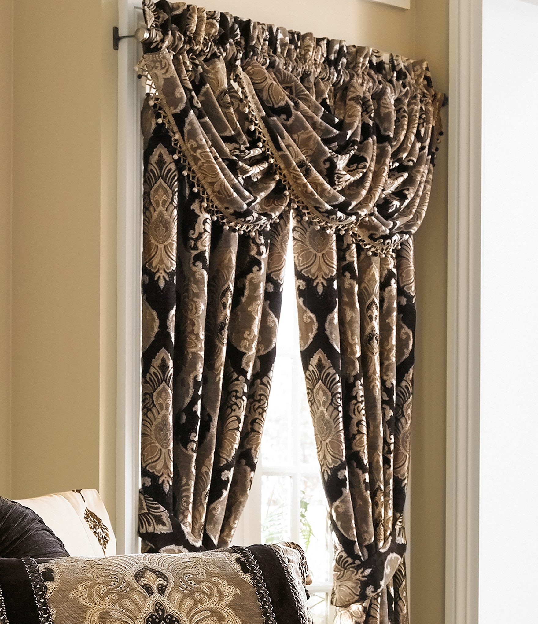 J. Queen New York Bradshaw Damask Chenille Window Treatments