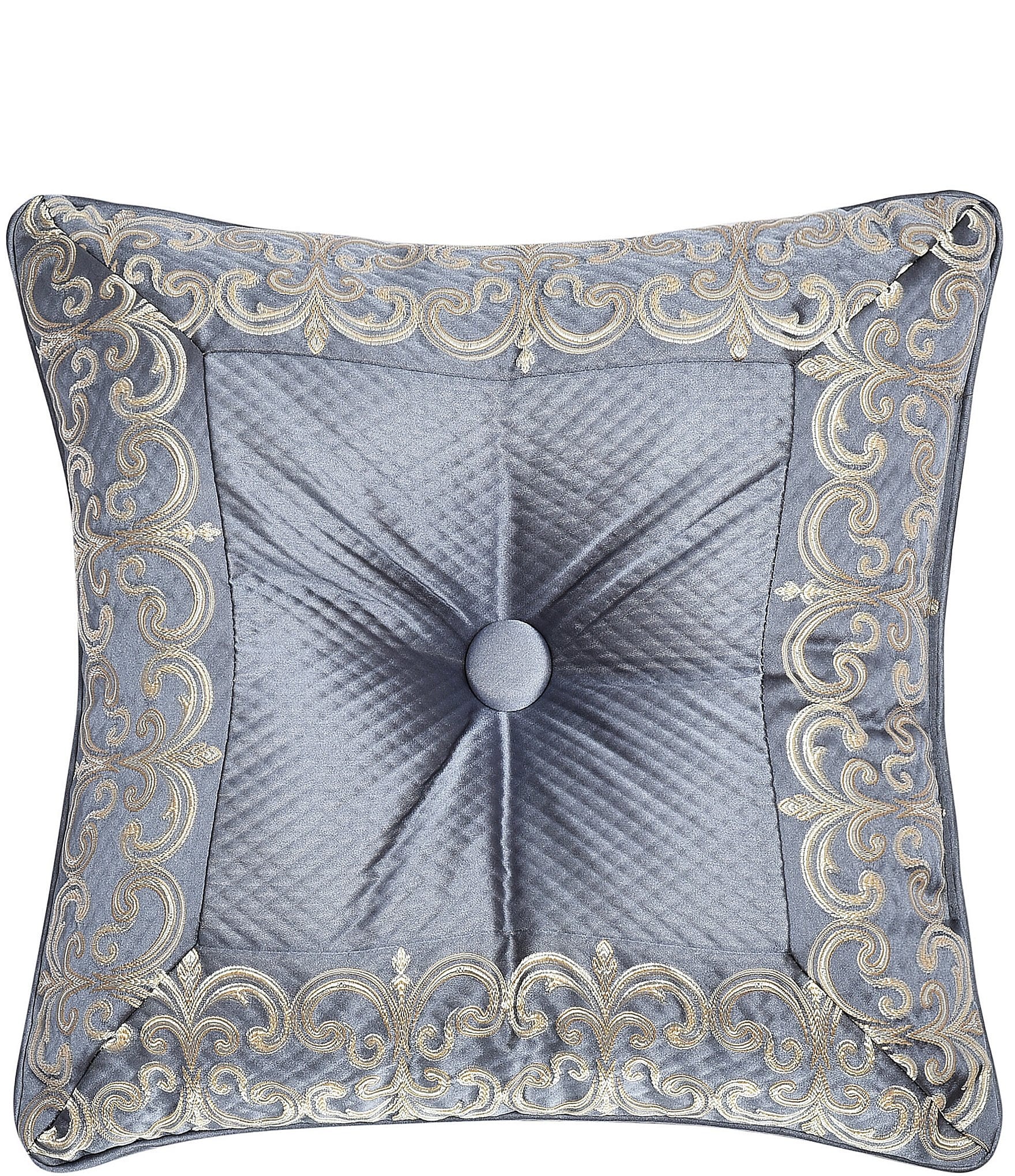 J. Queen New York Dicaprio 18-inch Button-Tufted Embellished Framed Square Decorative Pillow