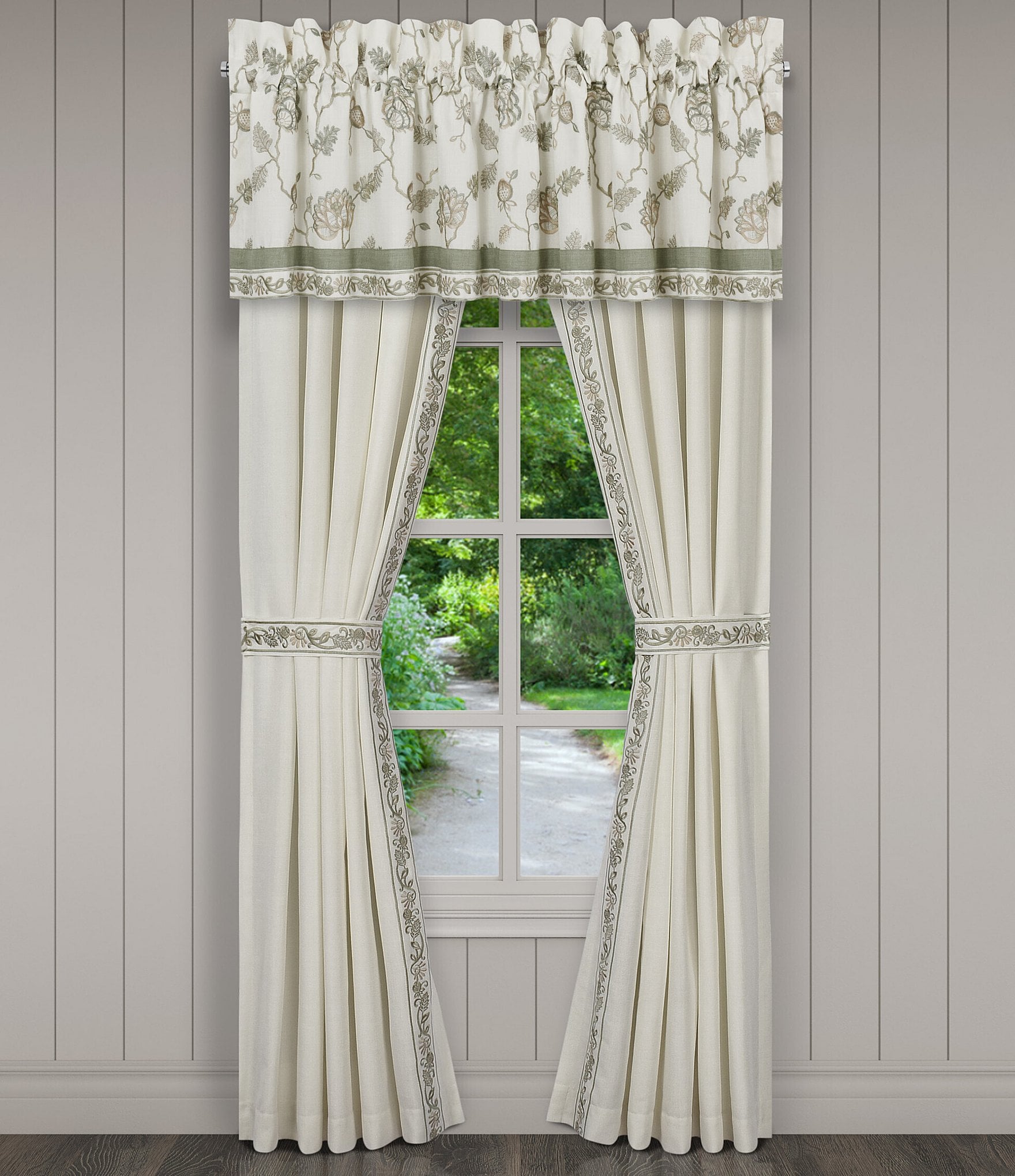 J. Queen New York Fairview Leaf Embroidered Window Treatment
