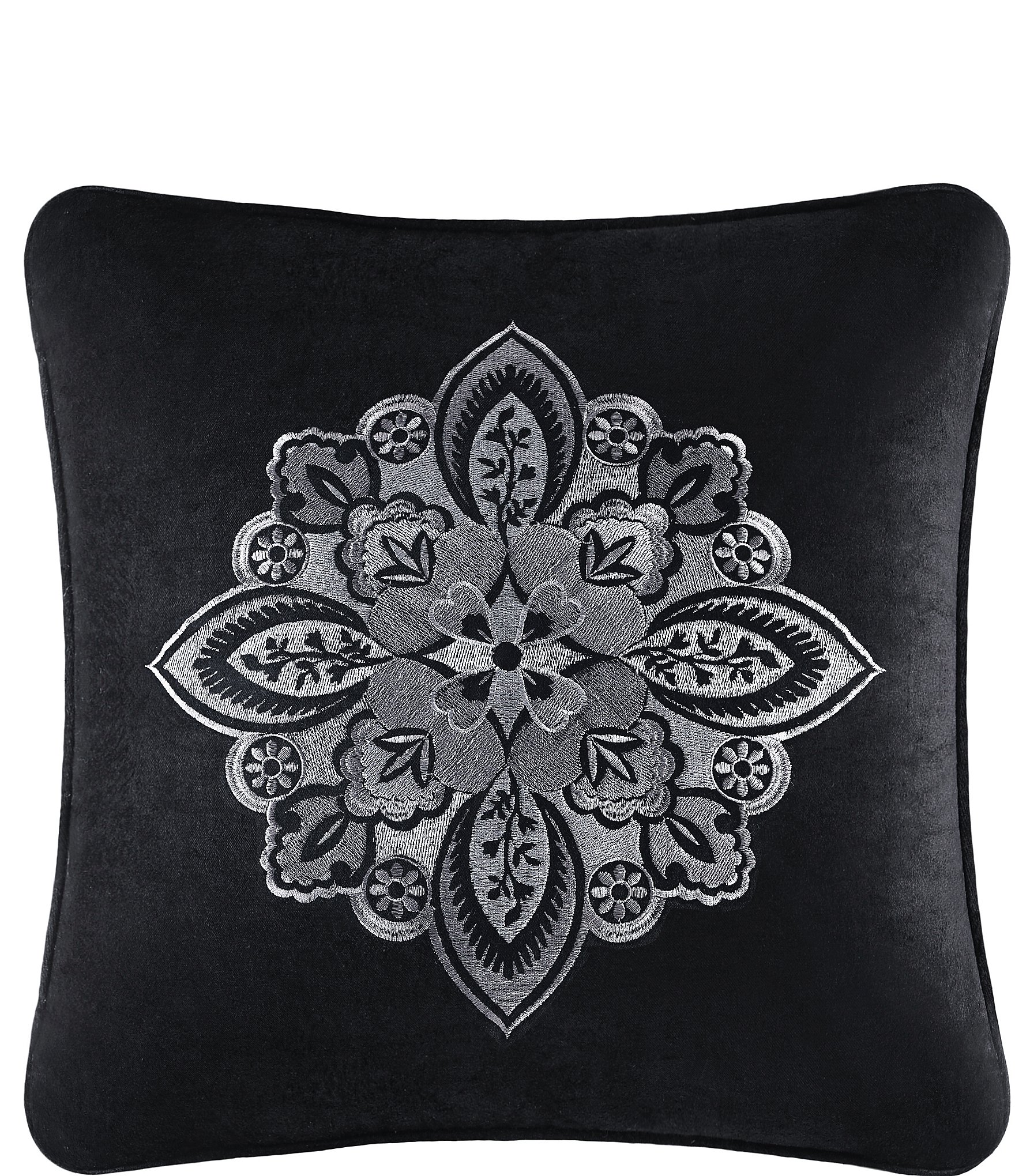 J. Queen New York Guiliana Damask-Embroidered Velvet Square Pillow