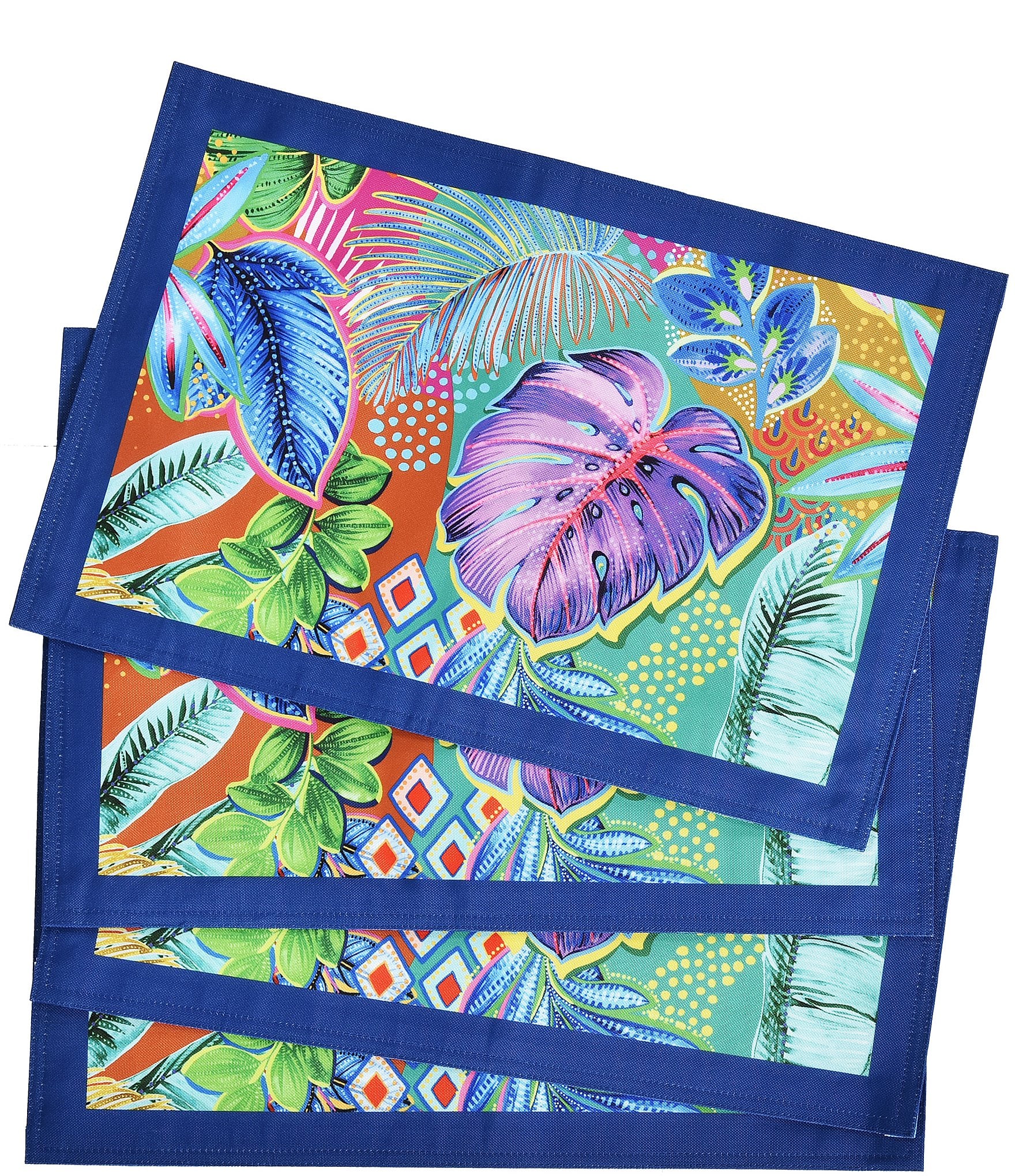 J. Queen New York Hanalei Collection Floral Placemats, Set of 4