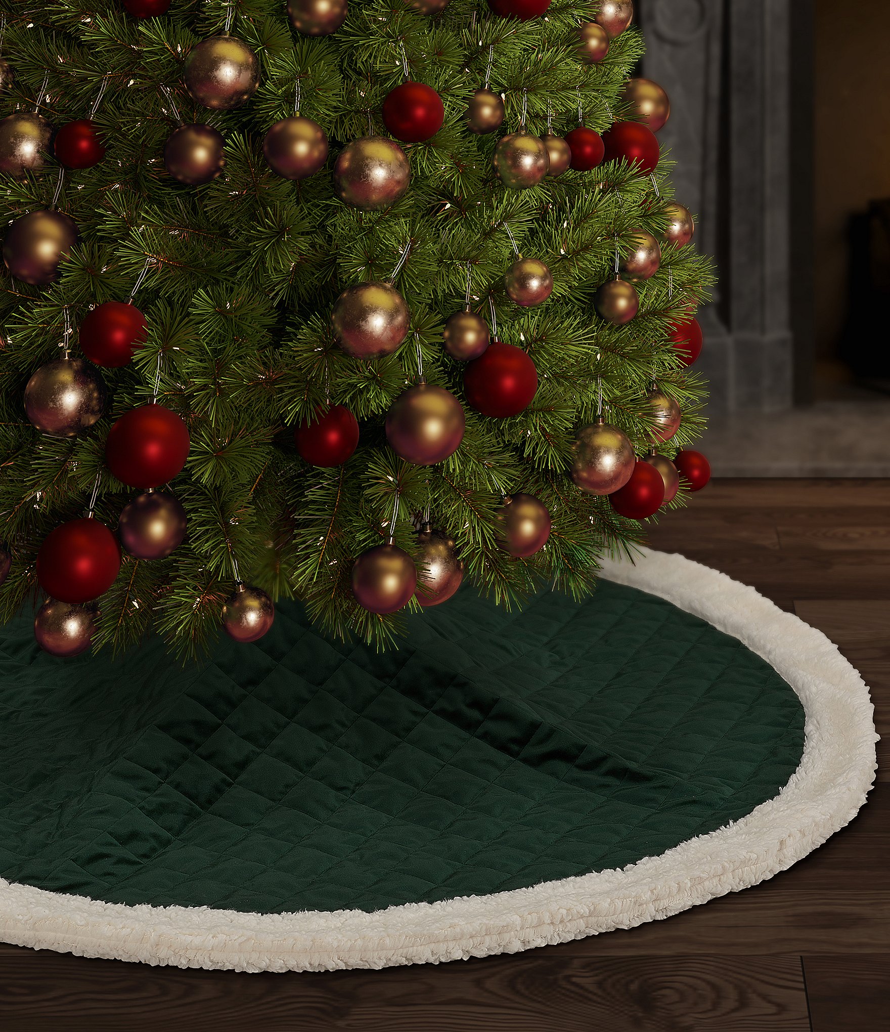 J. Queen New York Holiday Collection Casey Sherpa Quilted Christmas Tree Skirt Dillard s