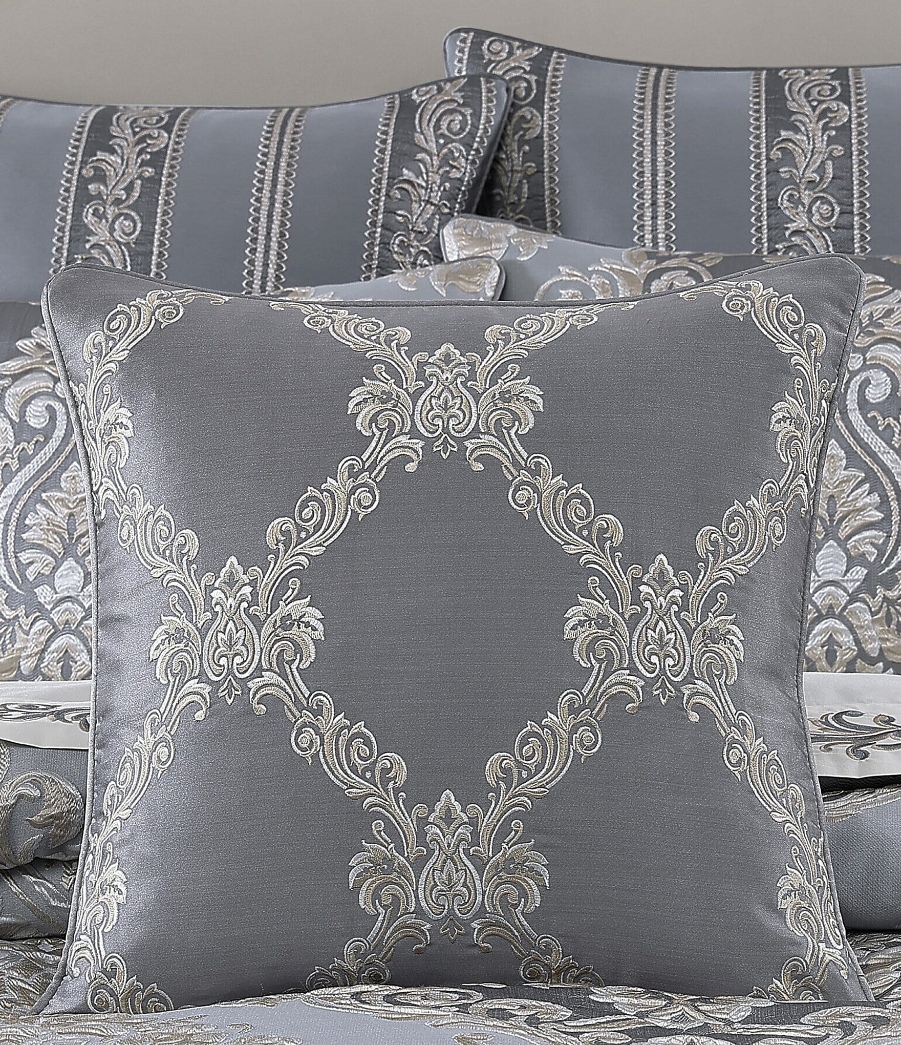 J. Queen New York Krista Embellished Lattice Reversible Decorative Square Pillow