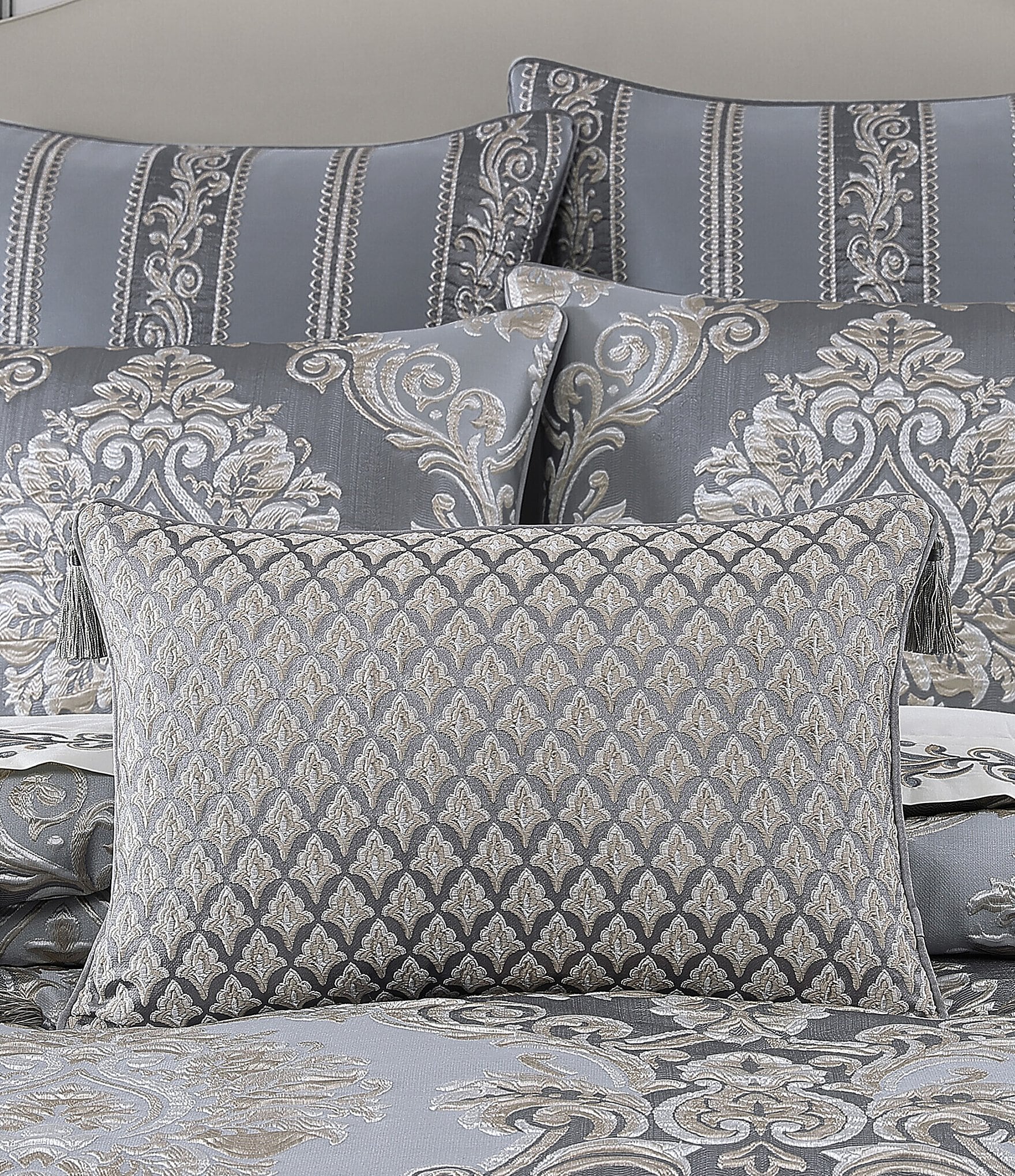 J. Queen New York Krista Tassel Woven Foulard Reversible Boudoir Pillow