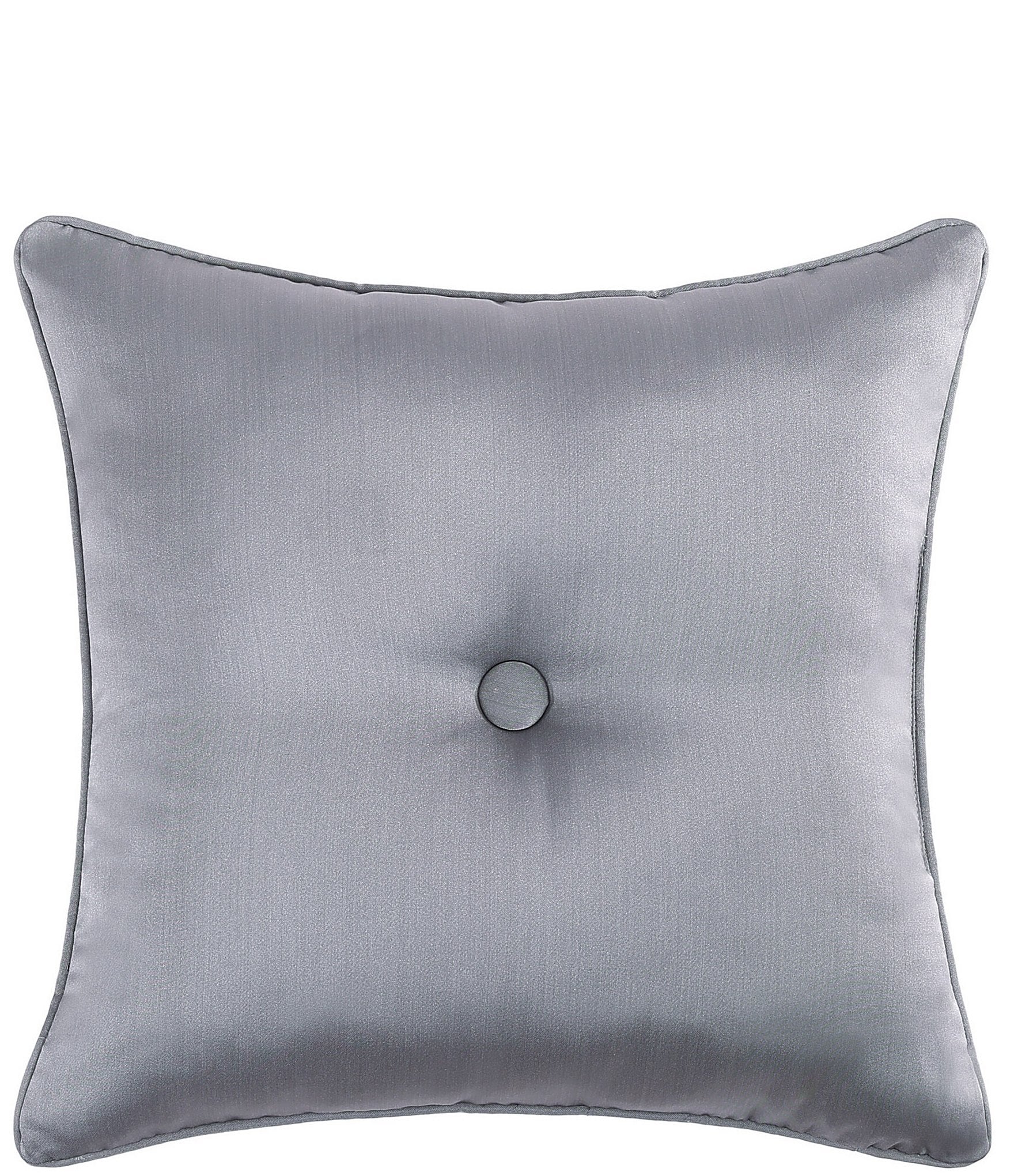 J. Queen New York Krista Tufted-Button Mitered Striped Border Reversible Square Decorative Pillow