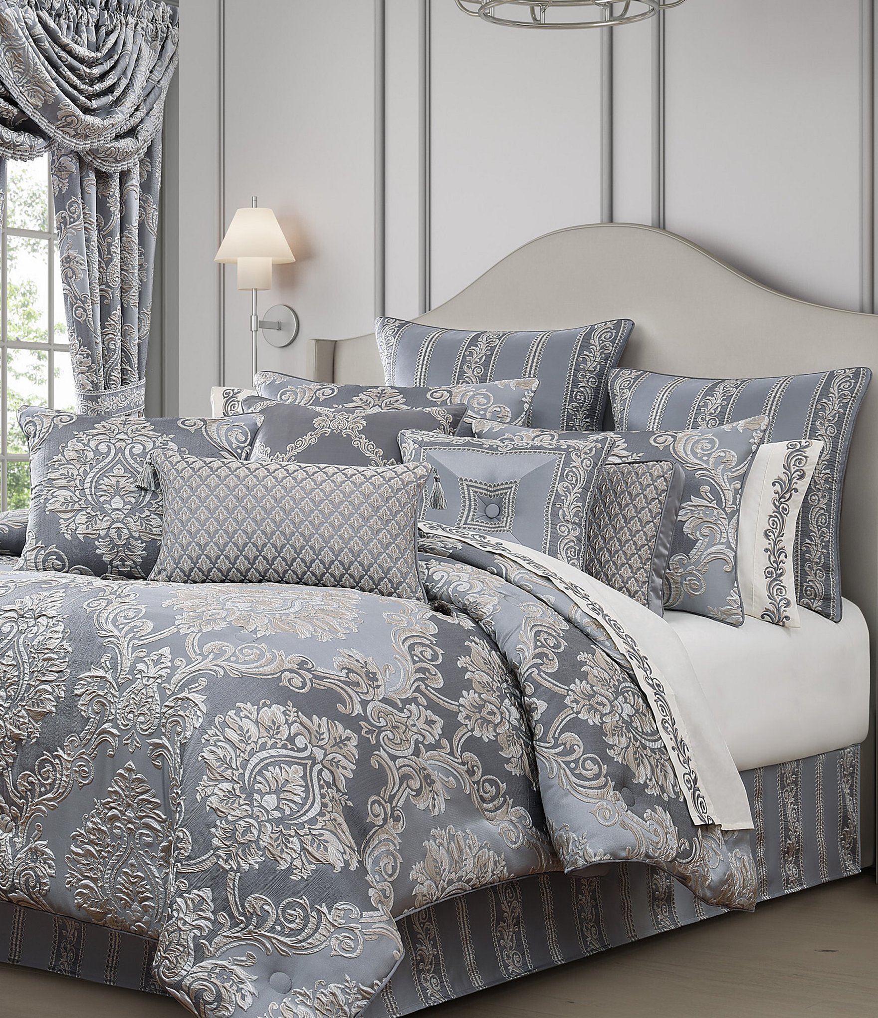 J. Queen New York Krista Woven Damask Striped Reversible Euro Sham