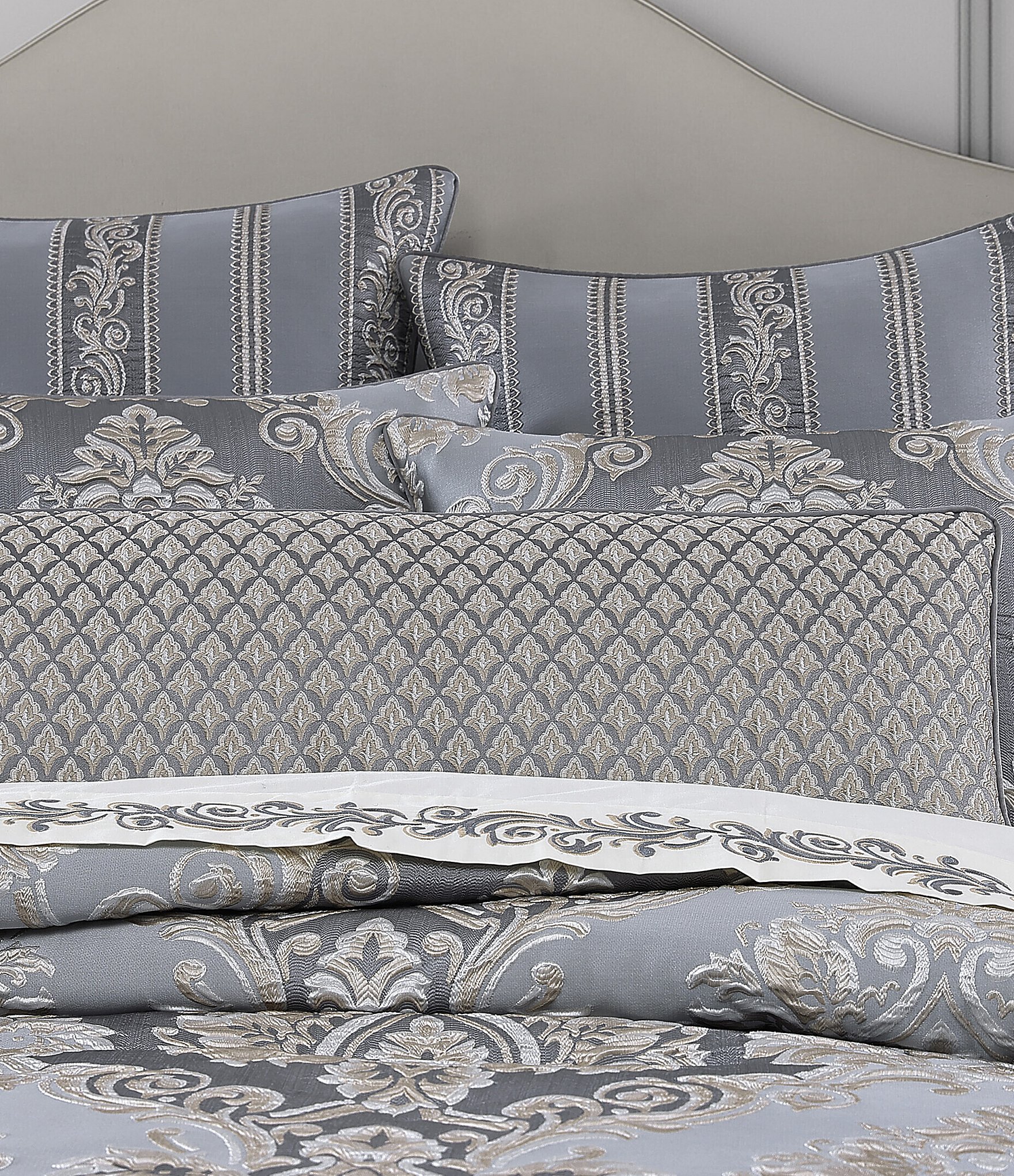 J. Queen New York Krista Woven Foulard Design Reading Bolster Reversible Pillow