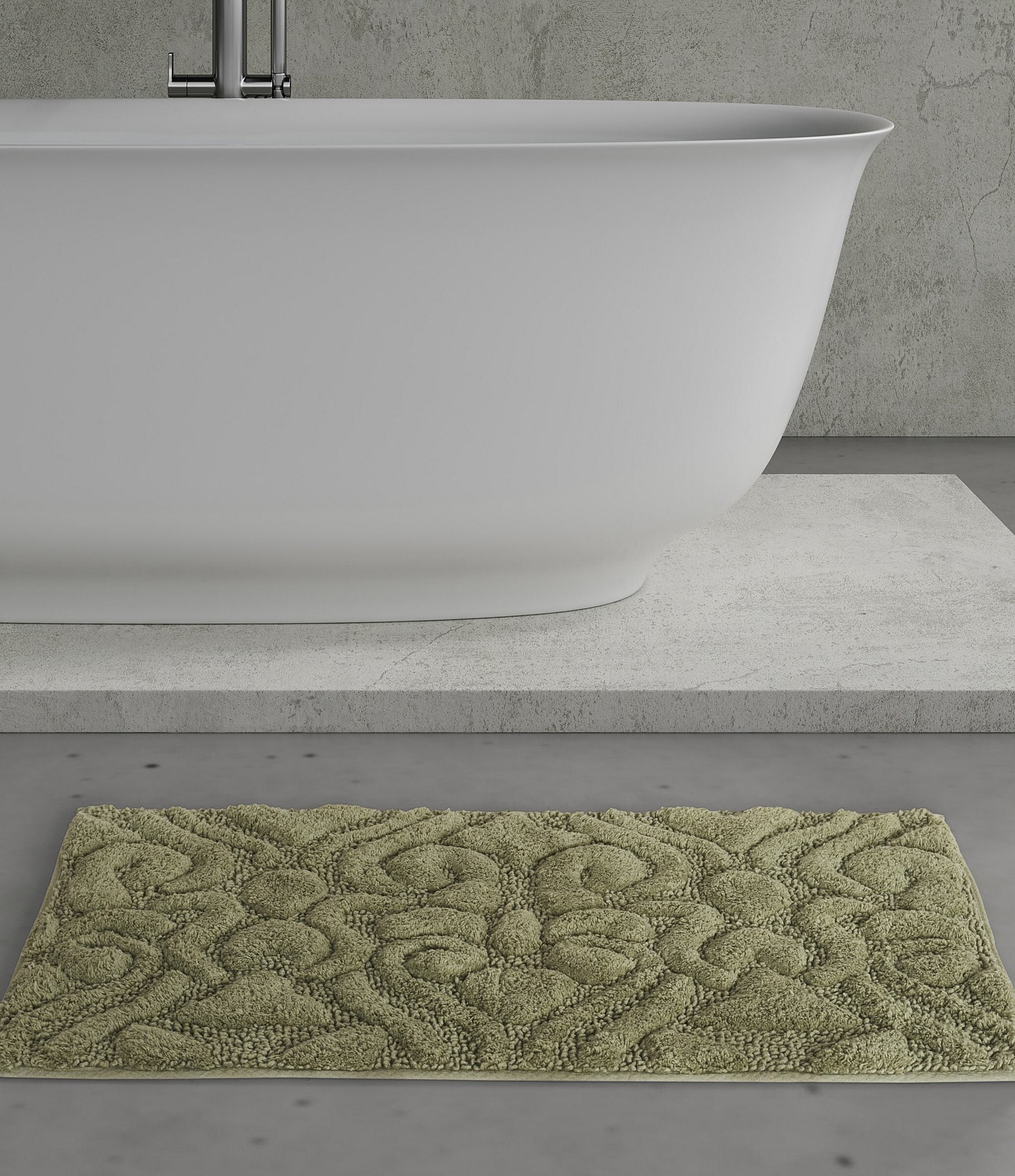 J. Queen New York Lombardi Damask Textured Bath Rug