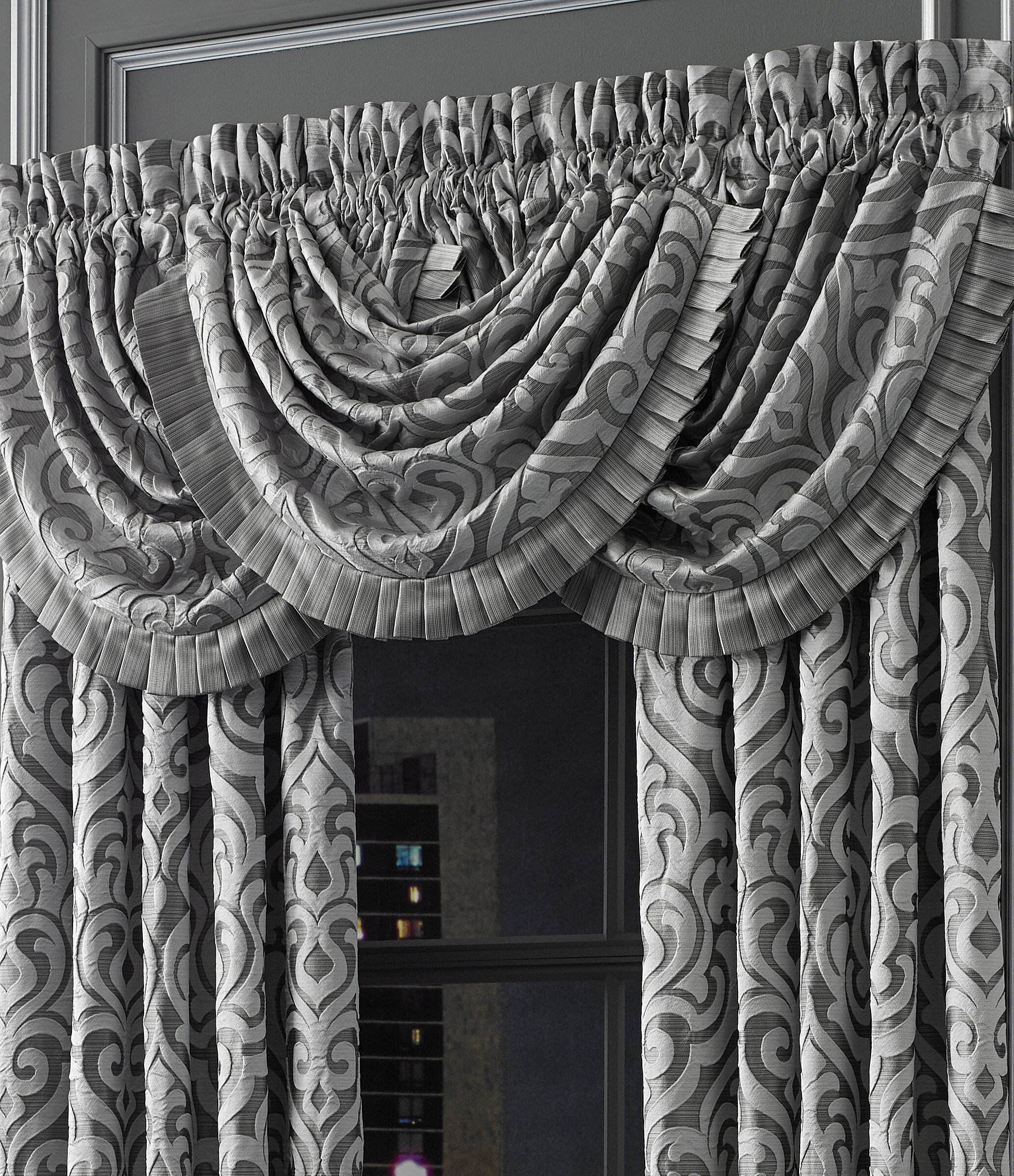 J. Queen New York Luxembourg Iron Gate Damask Window Valance