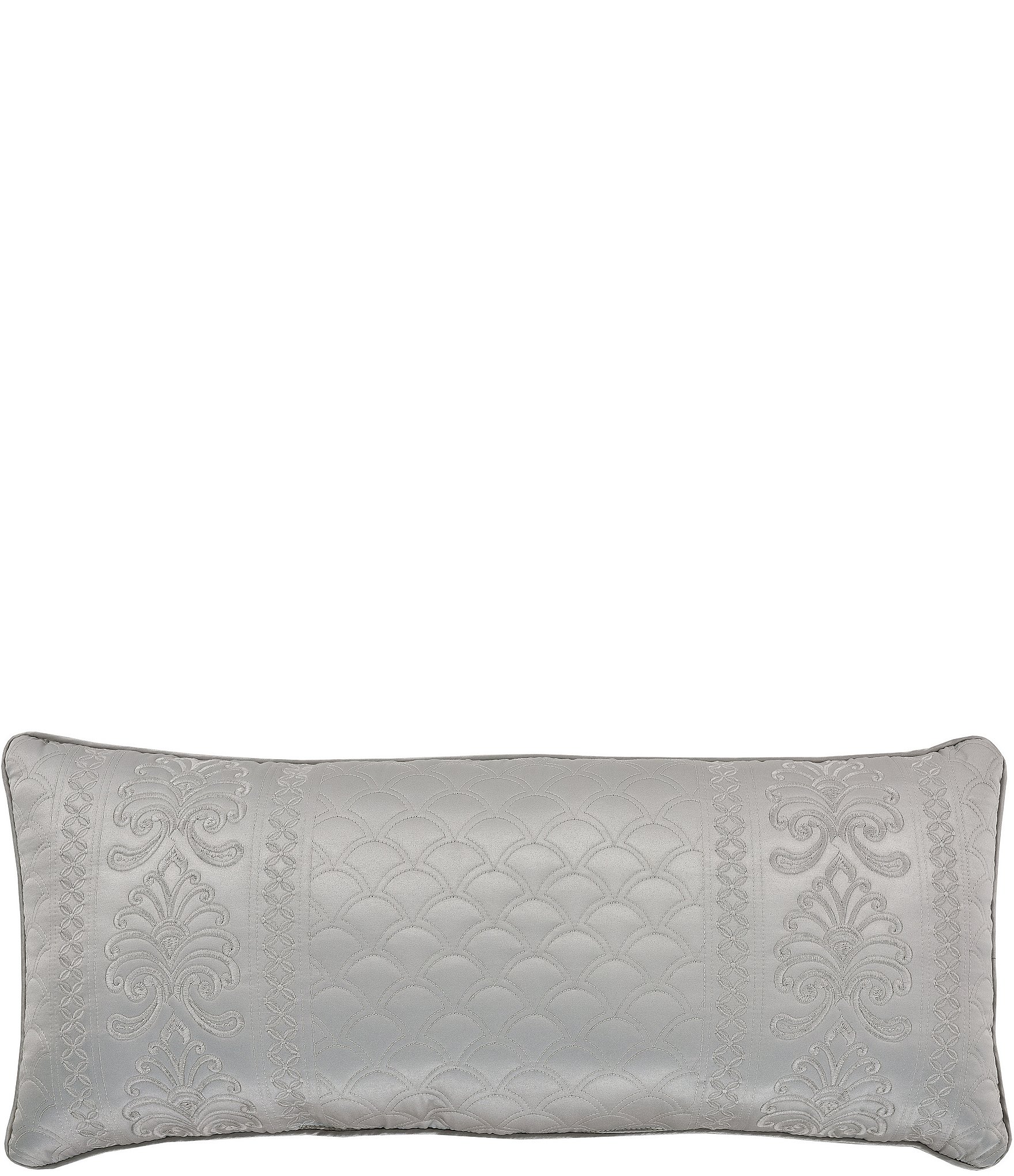 J. Queen New York Lyndon Damask Embroidered Matte Satin Quilted Boudoir Pillow