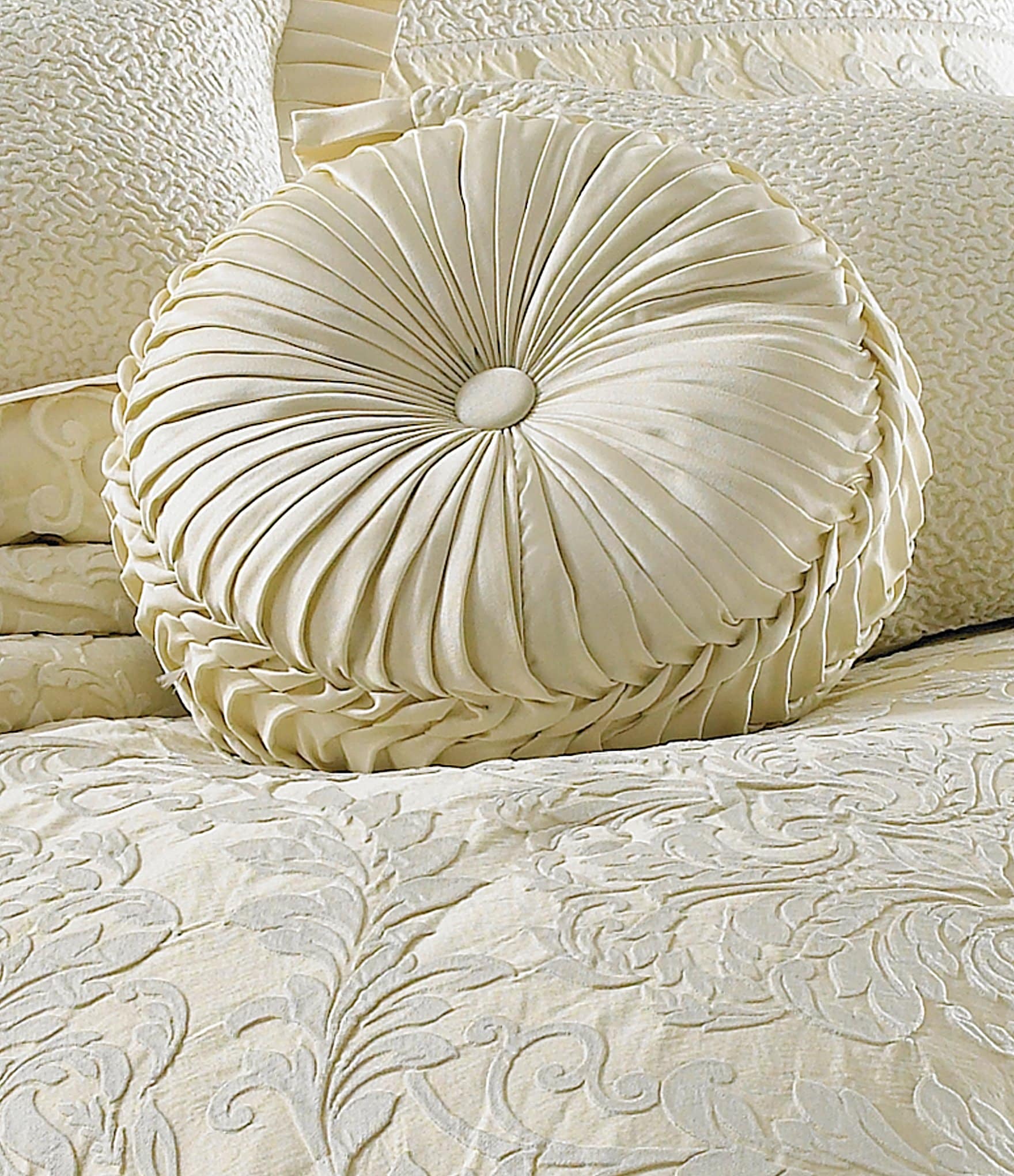 J. Queen New York Marquis Tufted Satin Round Pillow