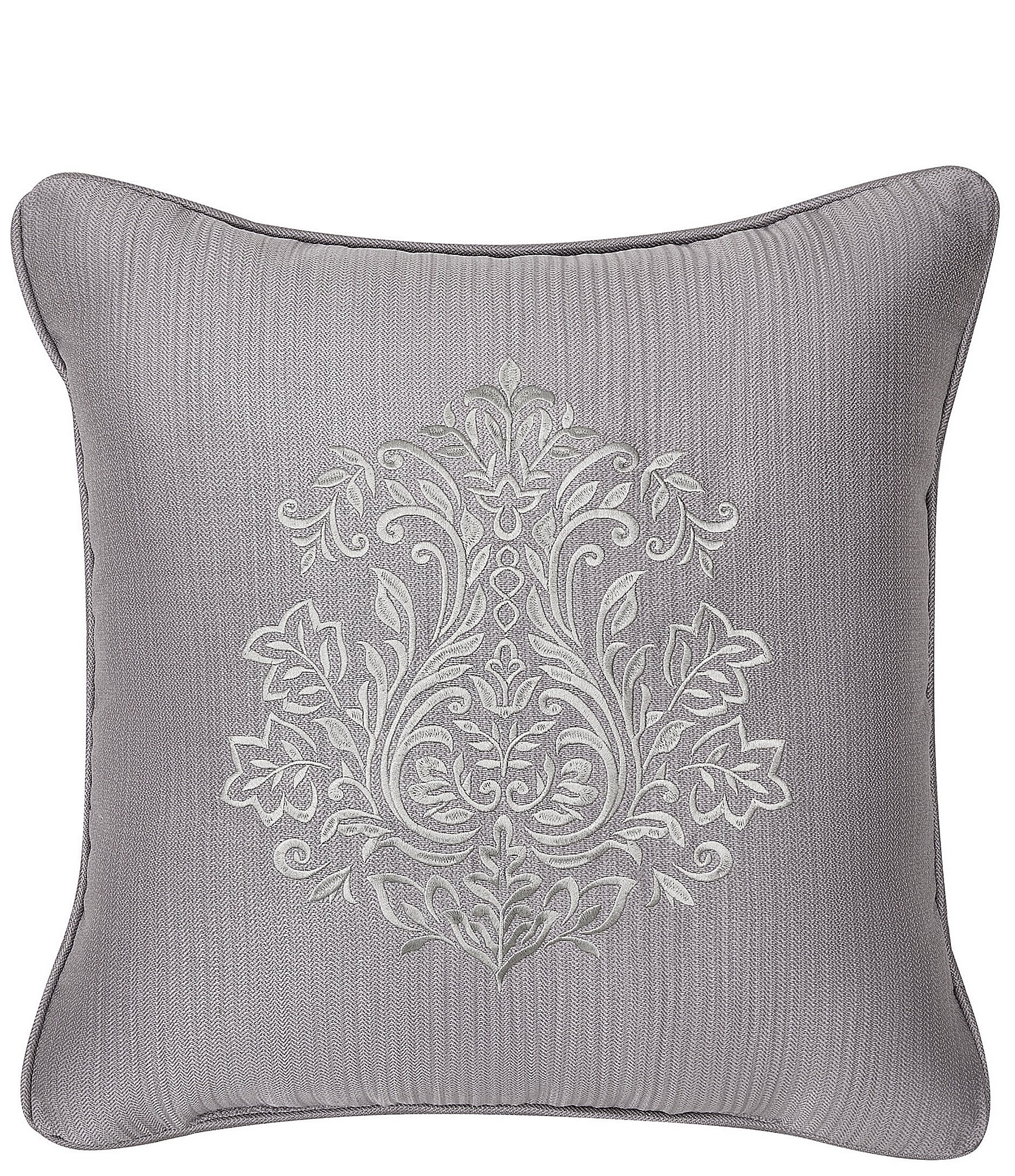 J. Queen New York Mary Woven Damask Embroidered Square Pillow