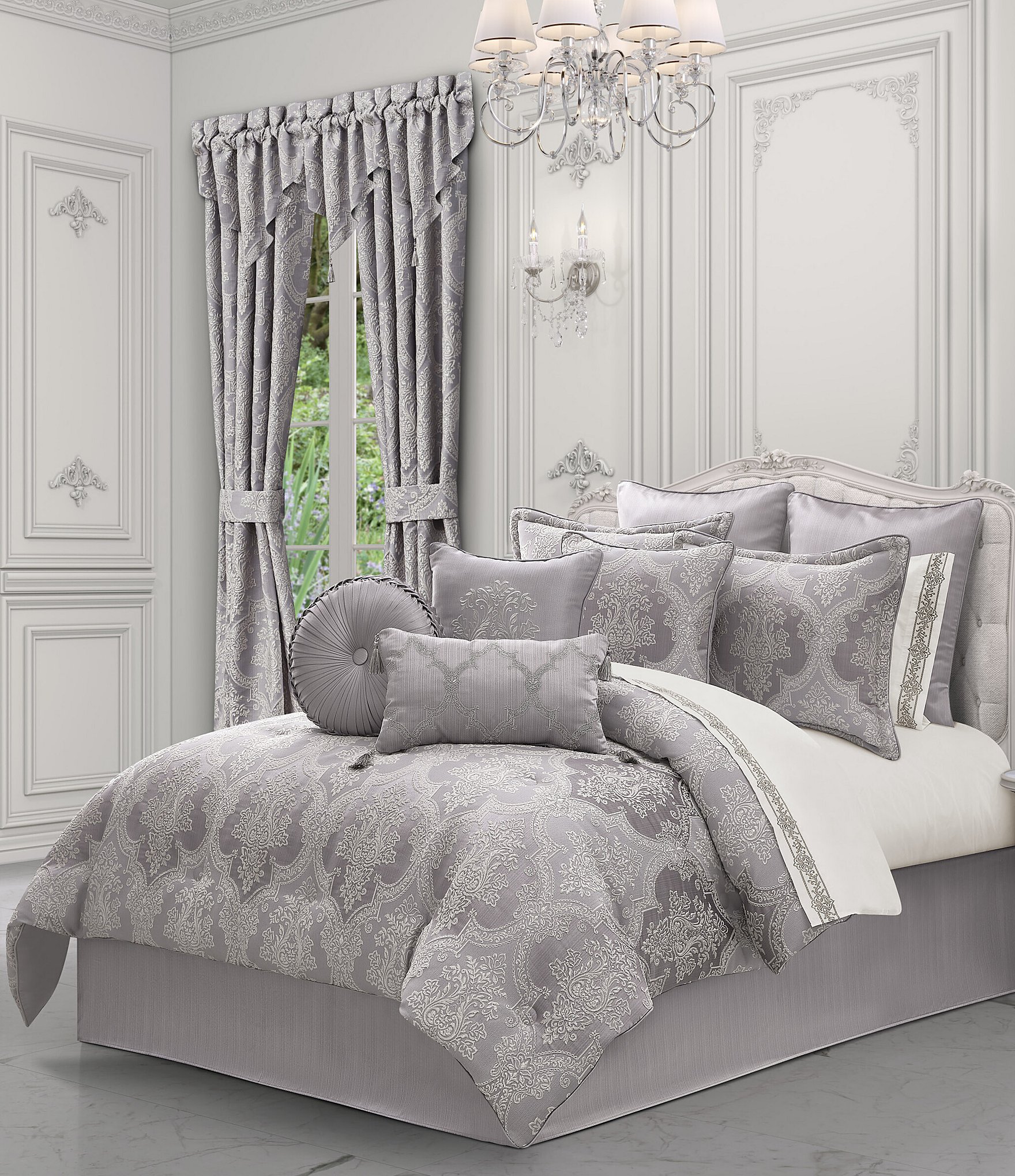 J. Queen New York Mary Woven Damask Embroidered Square Pillow