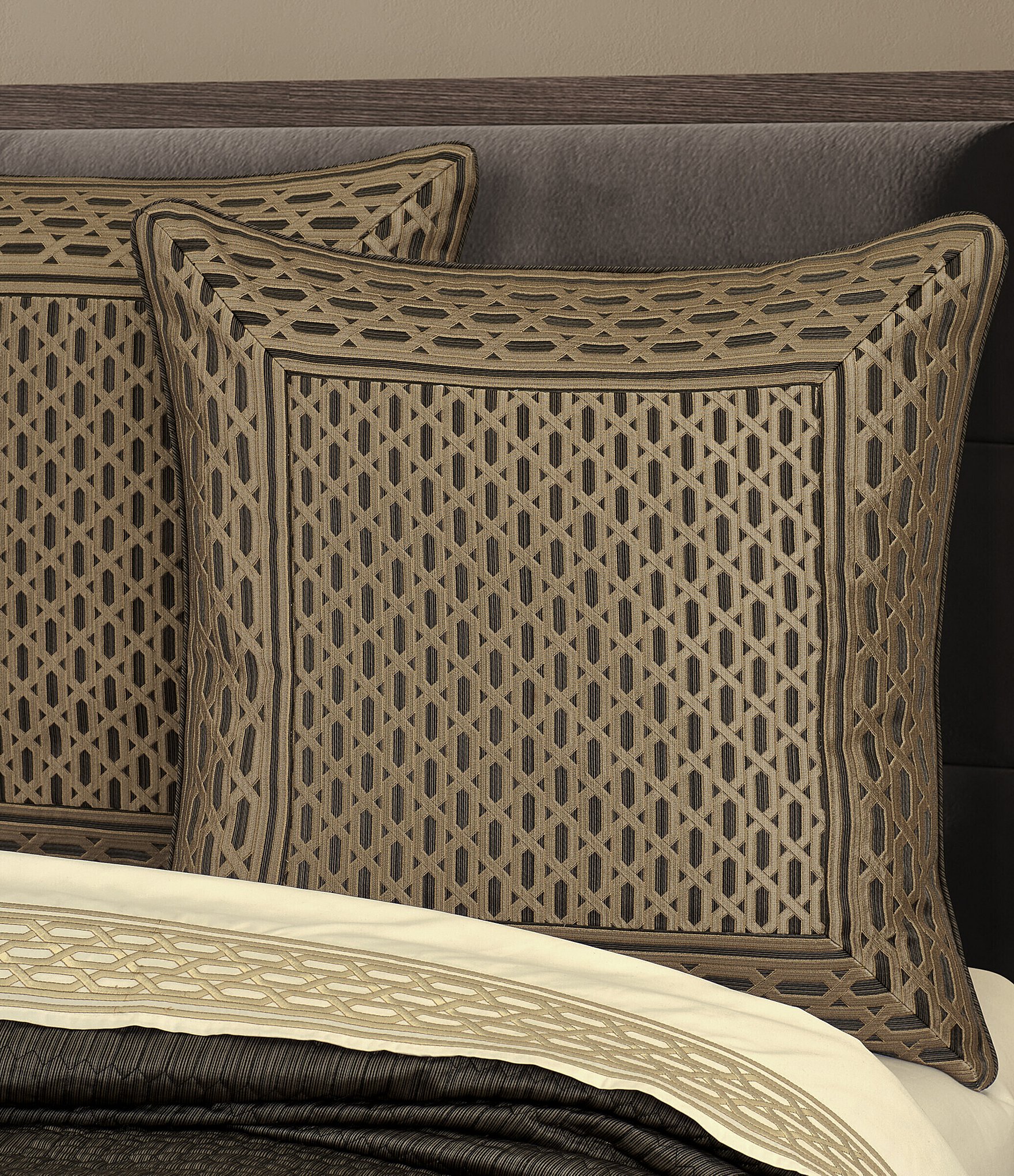 J. Queen New York Metropolitan Woven Geometric Framed Pattern Reversible Euro Sham