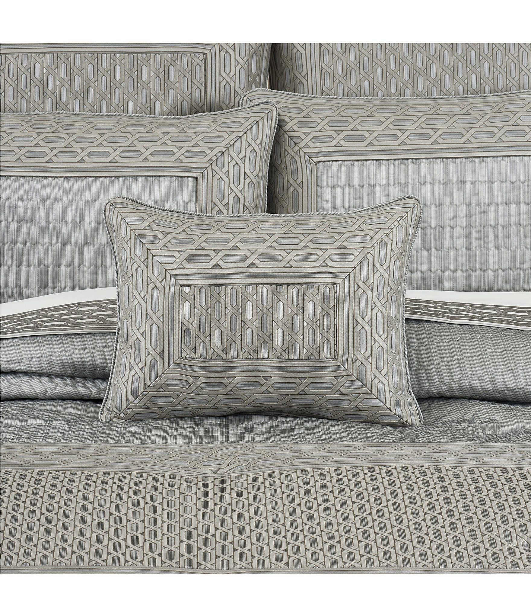 J. Queen New York Metropolitan Woven Geometric Pattern Reversible Boudoir Pillow