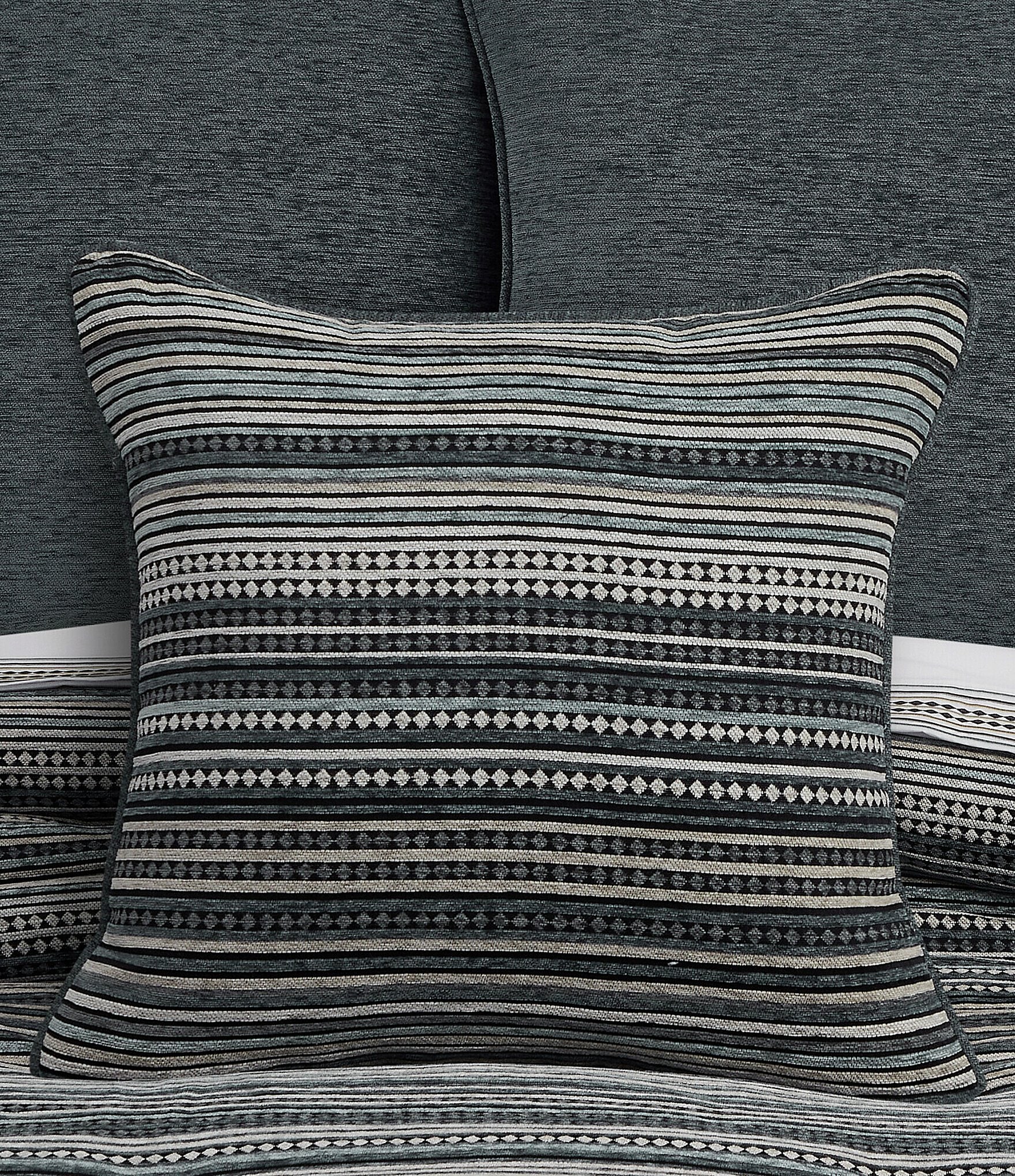 J. Queen New York Parallel Stripe Patterned Decorative Reversible Square Pillow