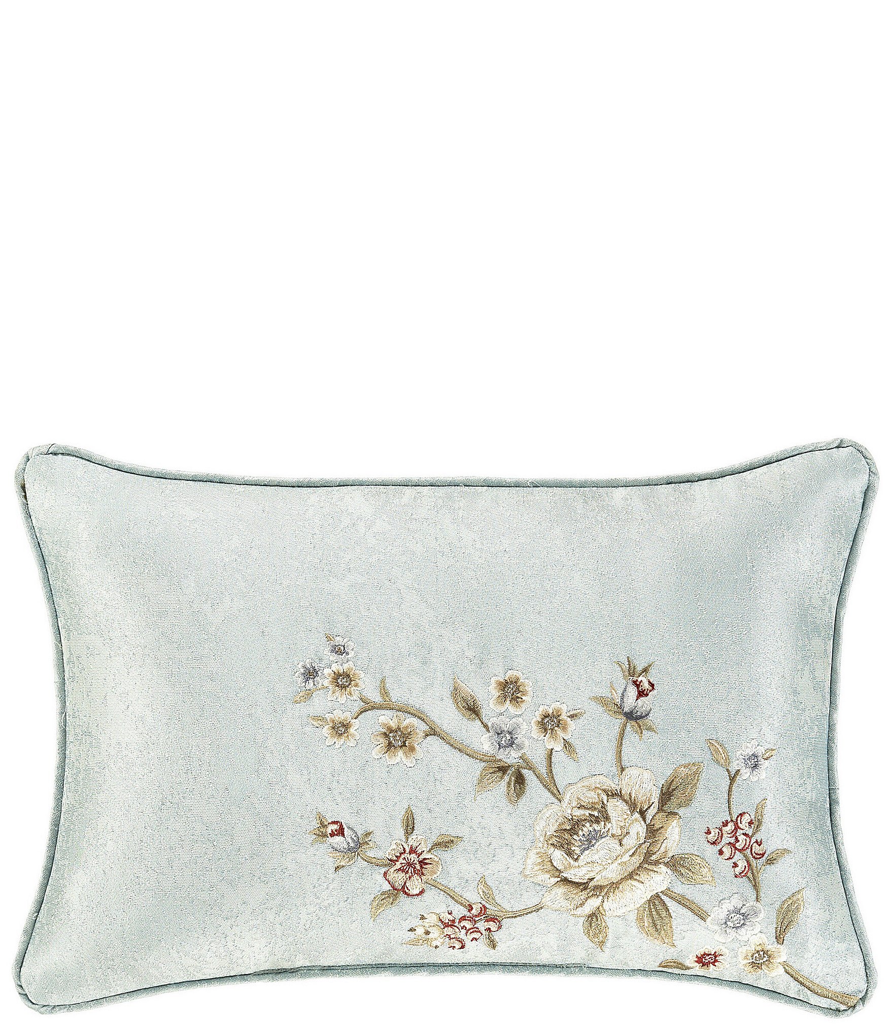 J. Queen New York Prestige Floral Embroidery Boudoir Decorative Pillow