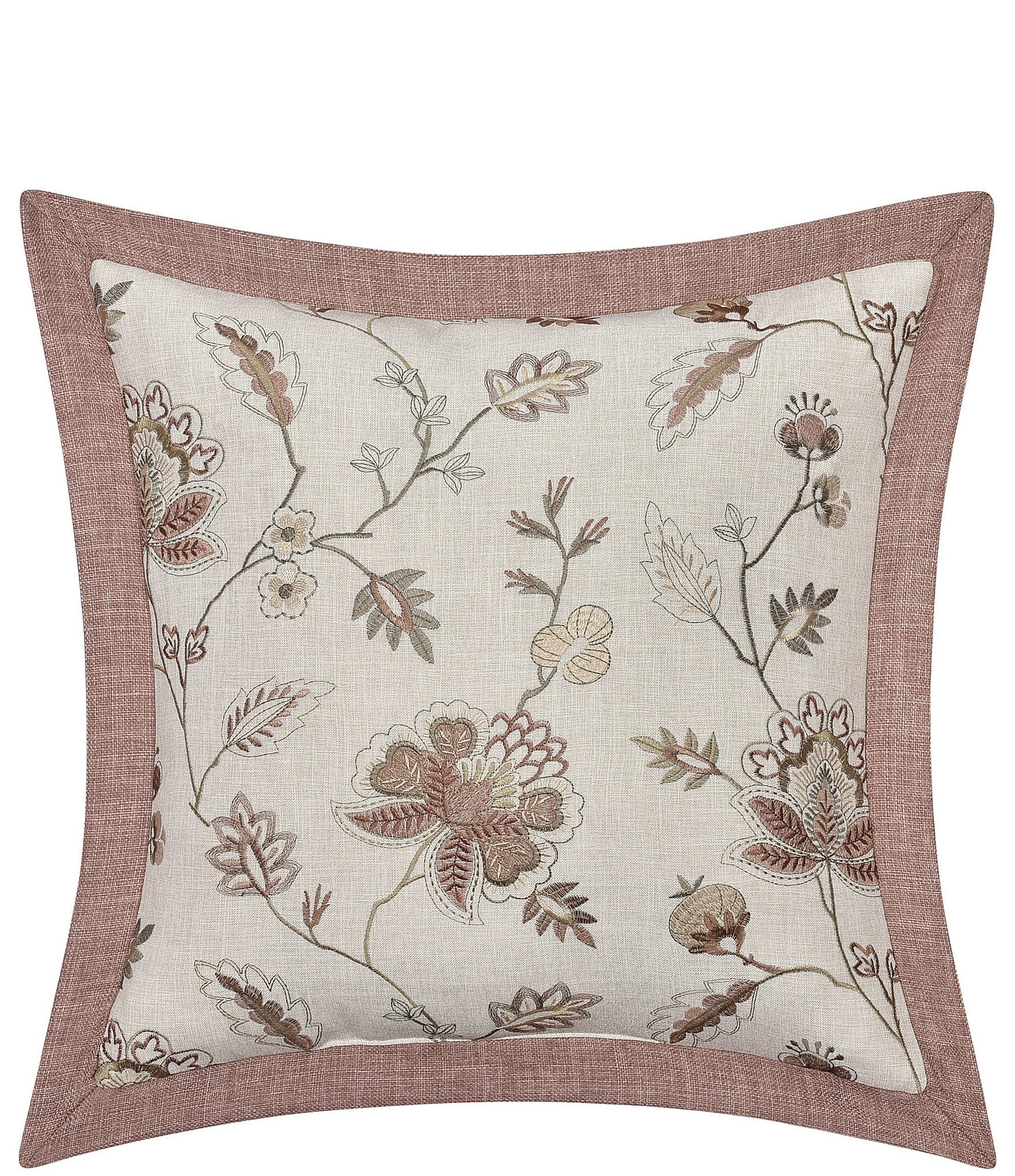 J. Queen New York Santa Rosa All-Over Embroidered Floral Reversible Square Accent Pillow