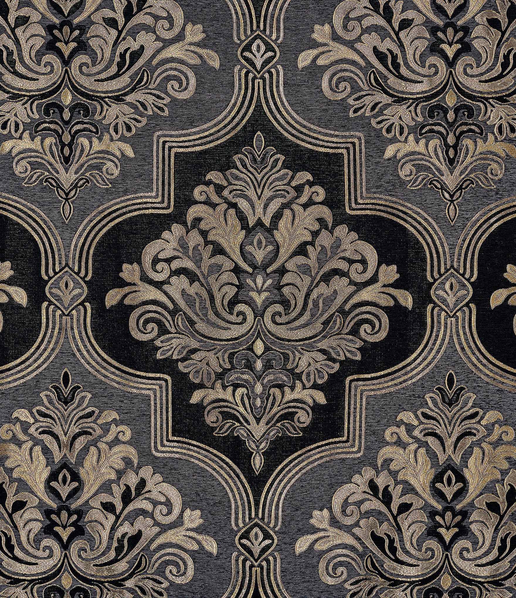 J. Queen New York Savoy Iron Gate Damask Drapery Panel Pair
