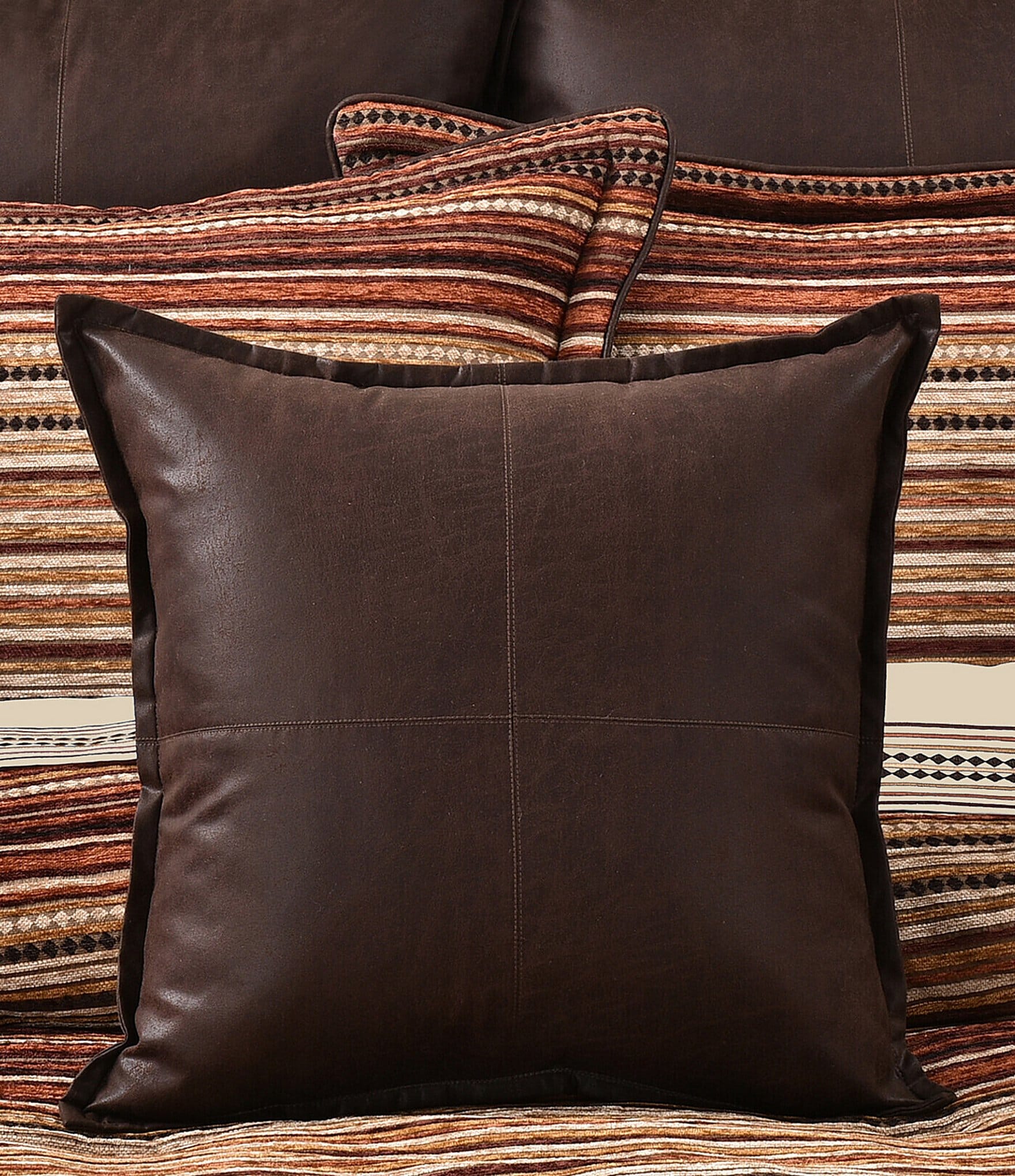 J. Queen New York Southwestern-Inspired Distressed Vegan Leather Square Decorative Throw Pillow