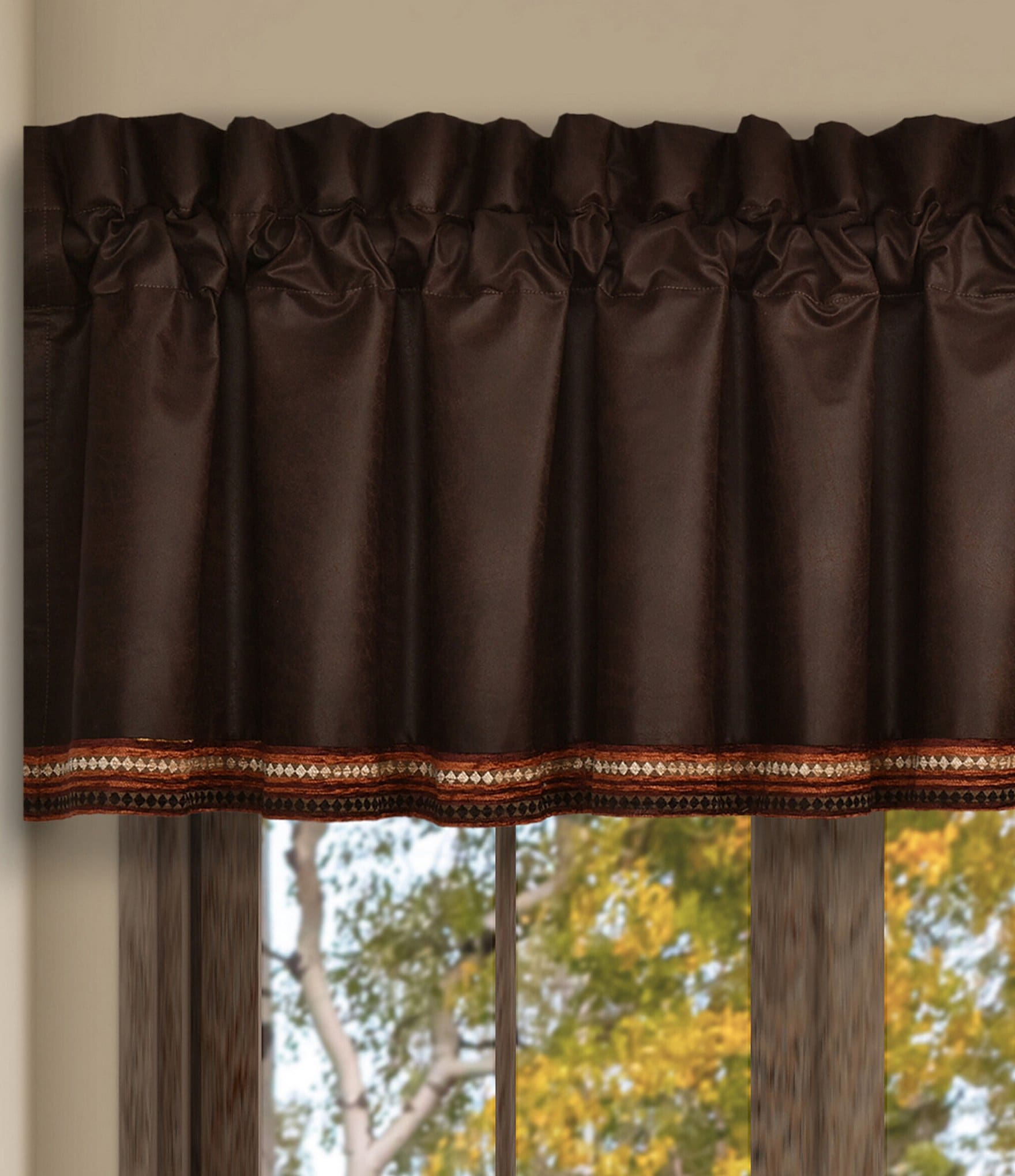 J. Queen New York Sundance Southwestern-Inspired Distressed Vegan Leather Window Treatment