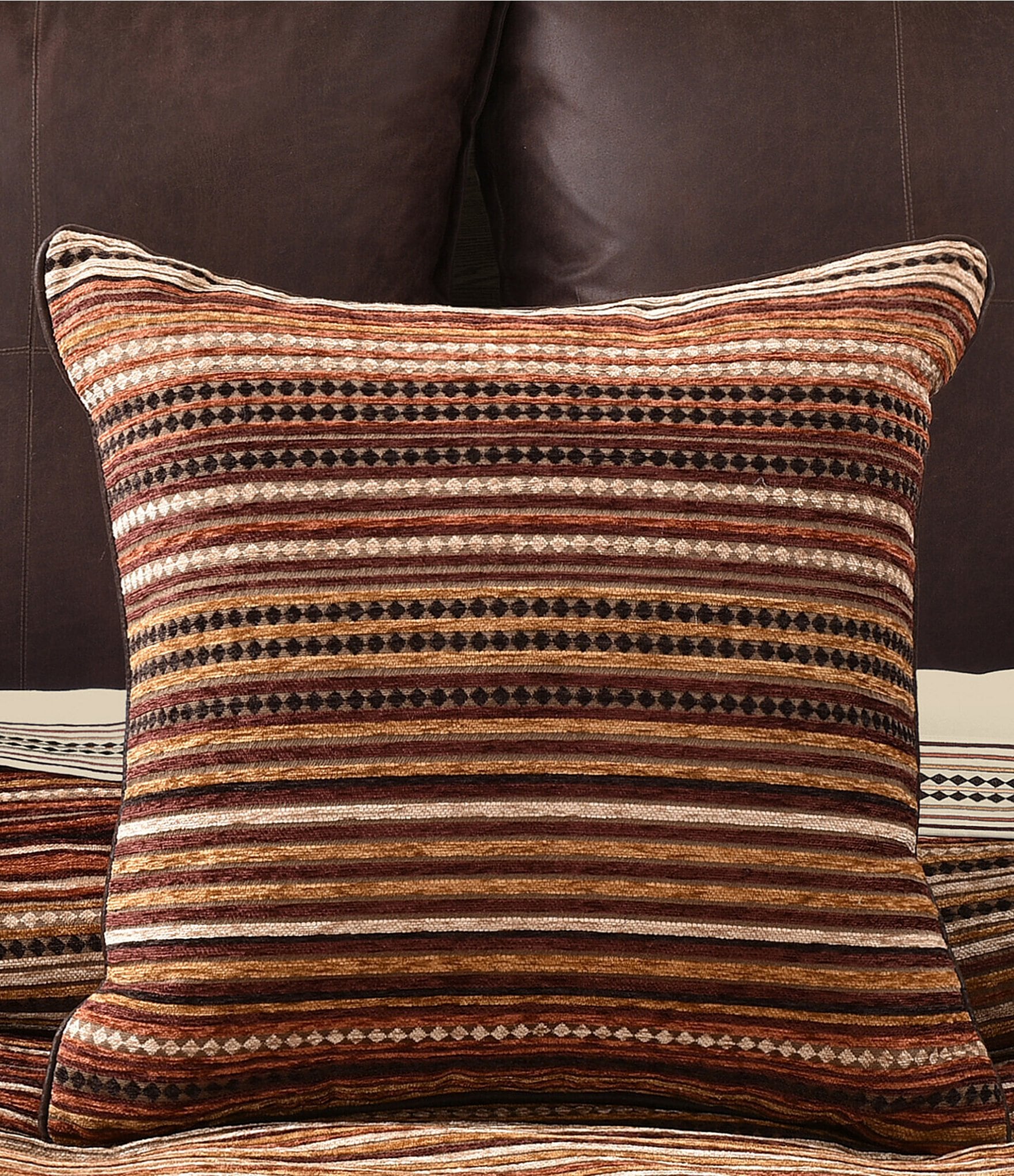 J. Queen New York Sundance Woven Chenille Stripe Reversible Decorative Square Pillow