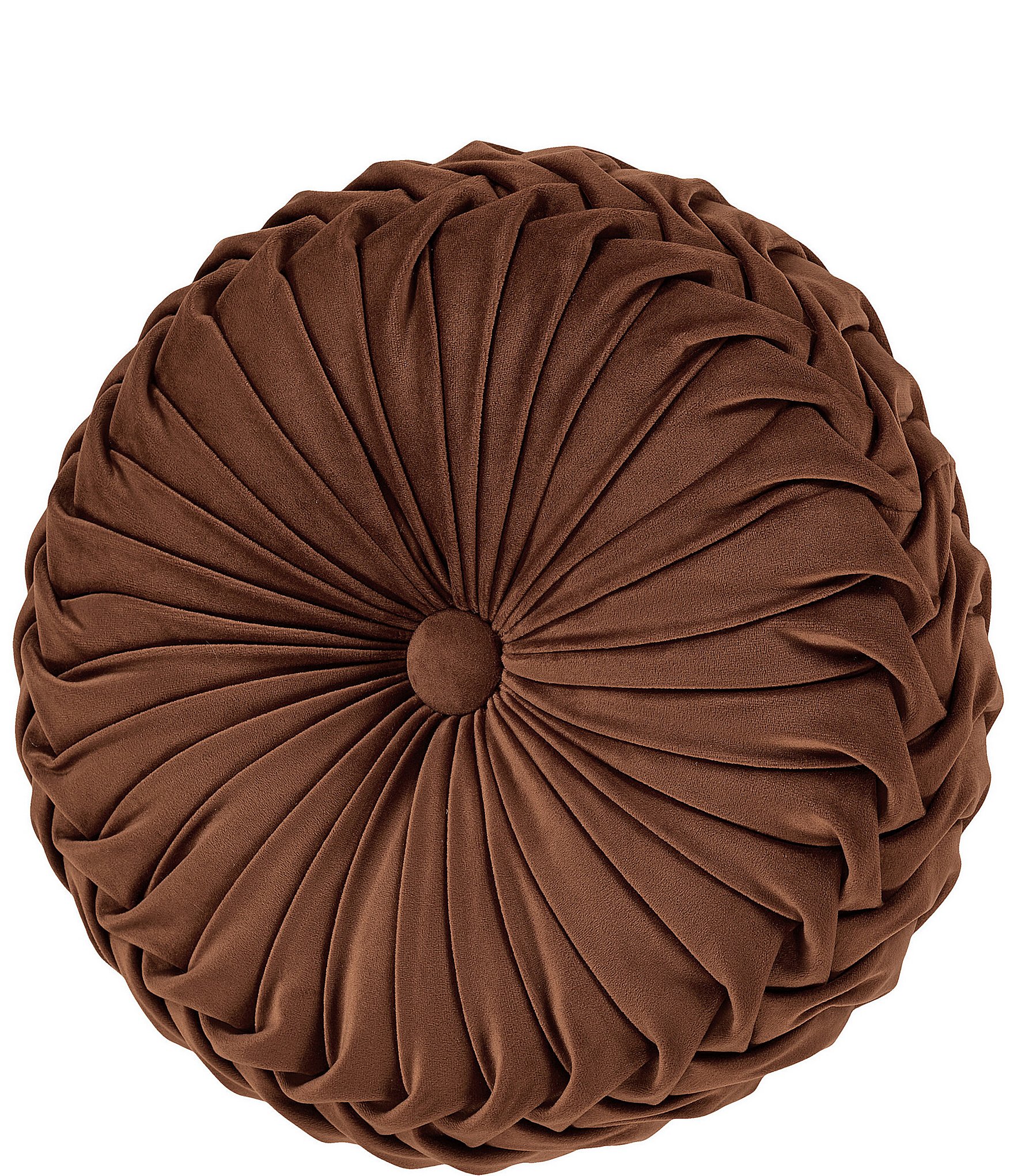 J. Queen New York Townsend Button-Tufted Pleated Round Pillow