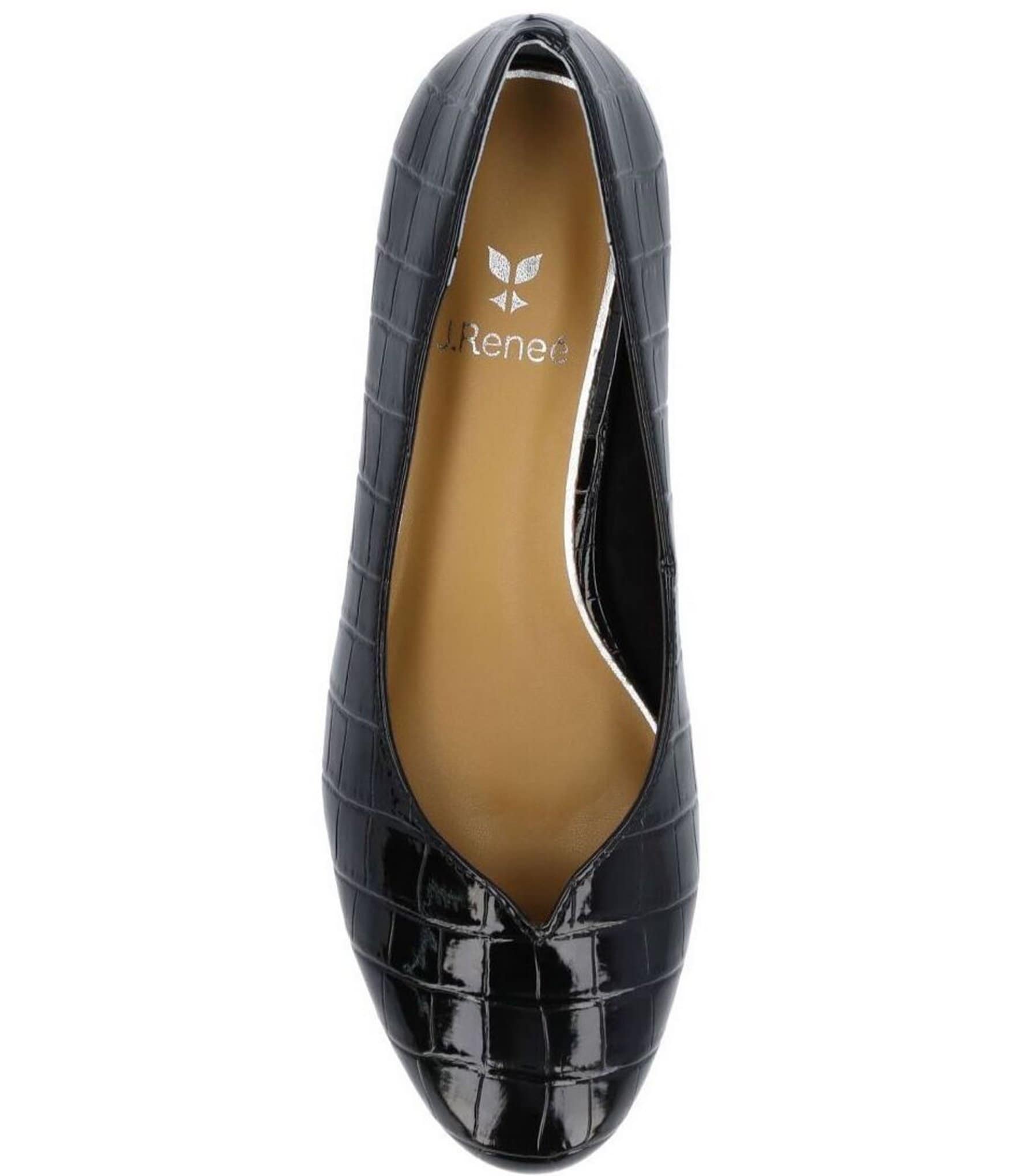 J. Renee Bambalina Croco Embossed Block Heel Pumps