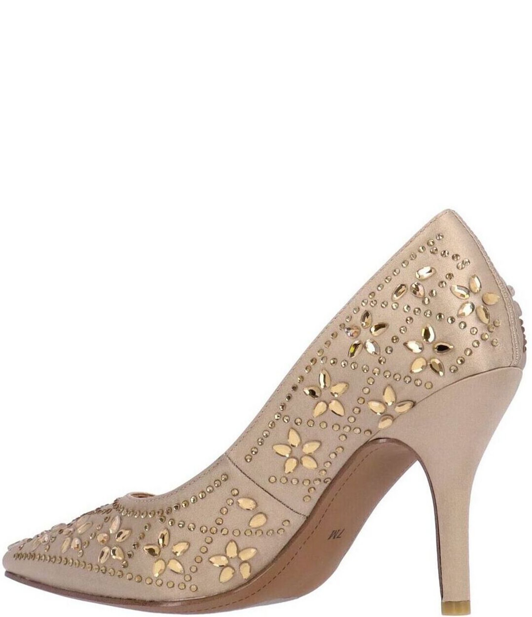 J. Renee Barlow Satin Rhinestone Embellished Flower Pumps