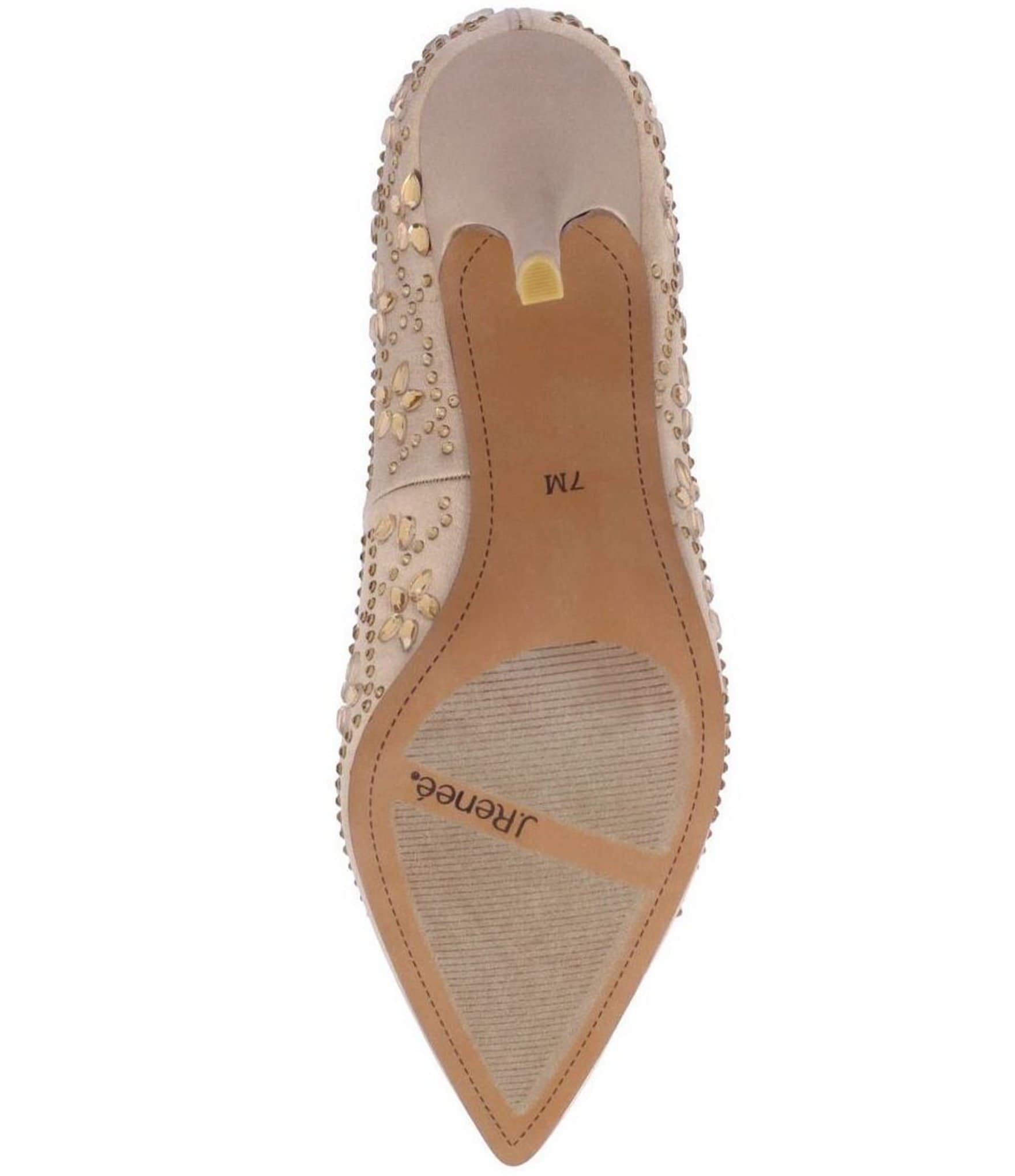 J. Renee Barlow Satin Rhinestone Embellished Flower Pumps