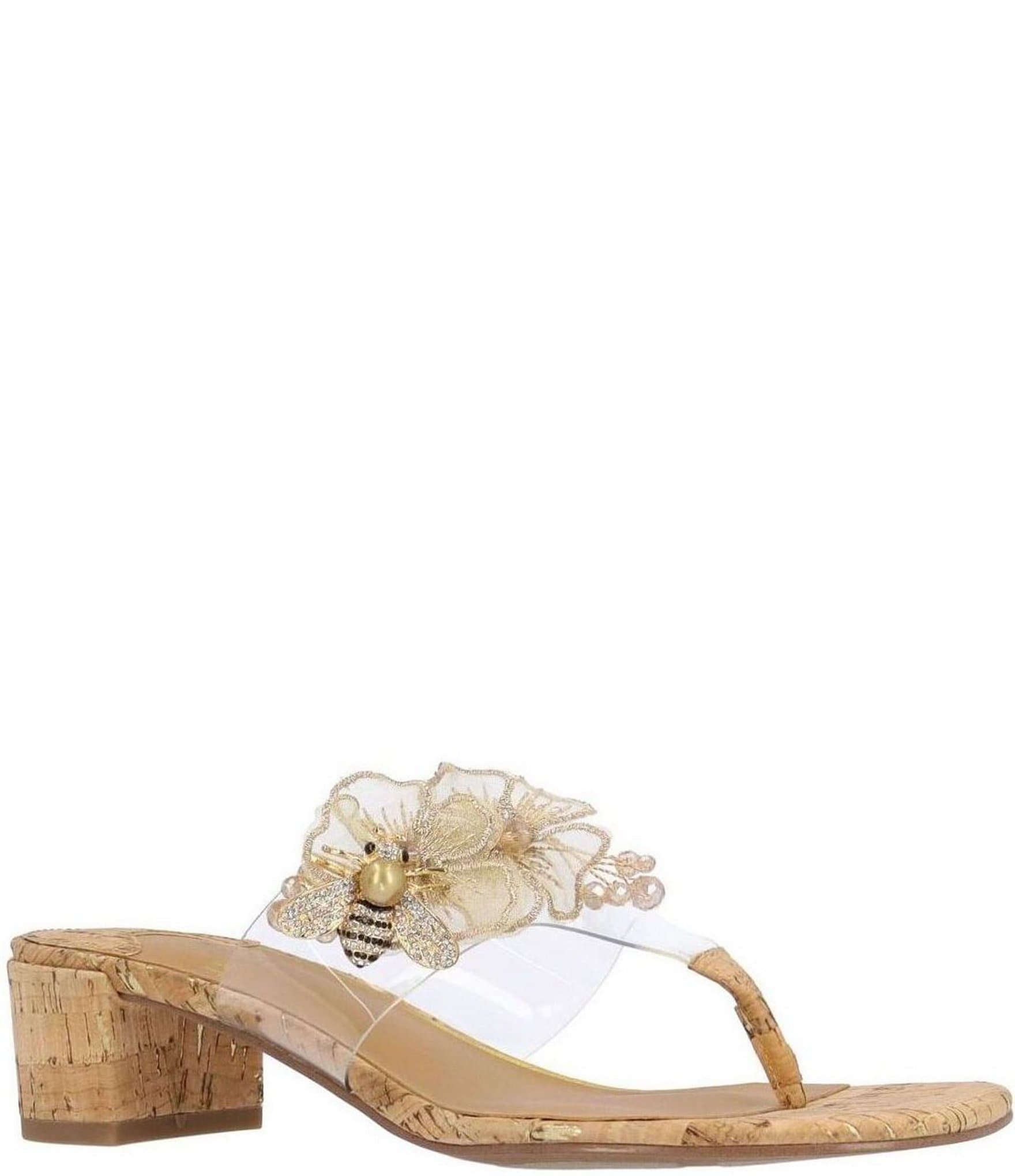 J. Renee Beeutiful Vinyl Bee and Flower Ornament Thong Sandals