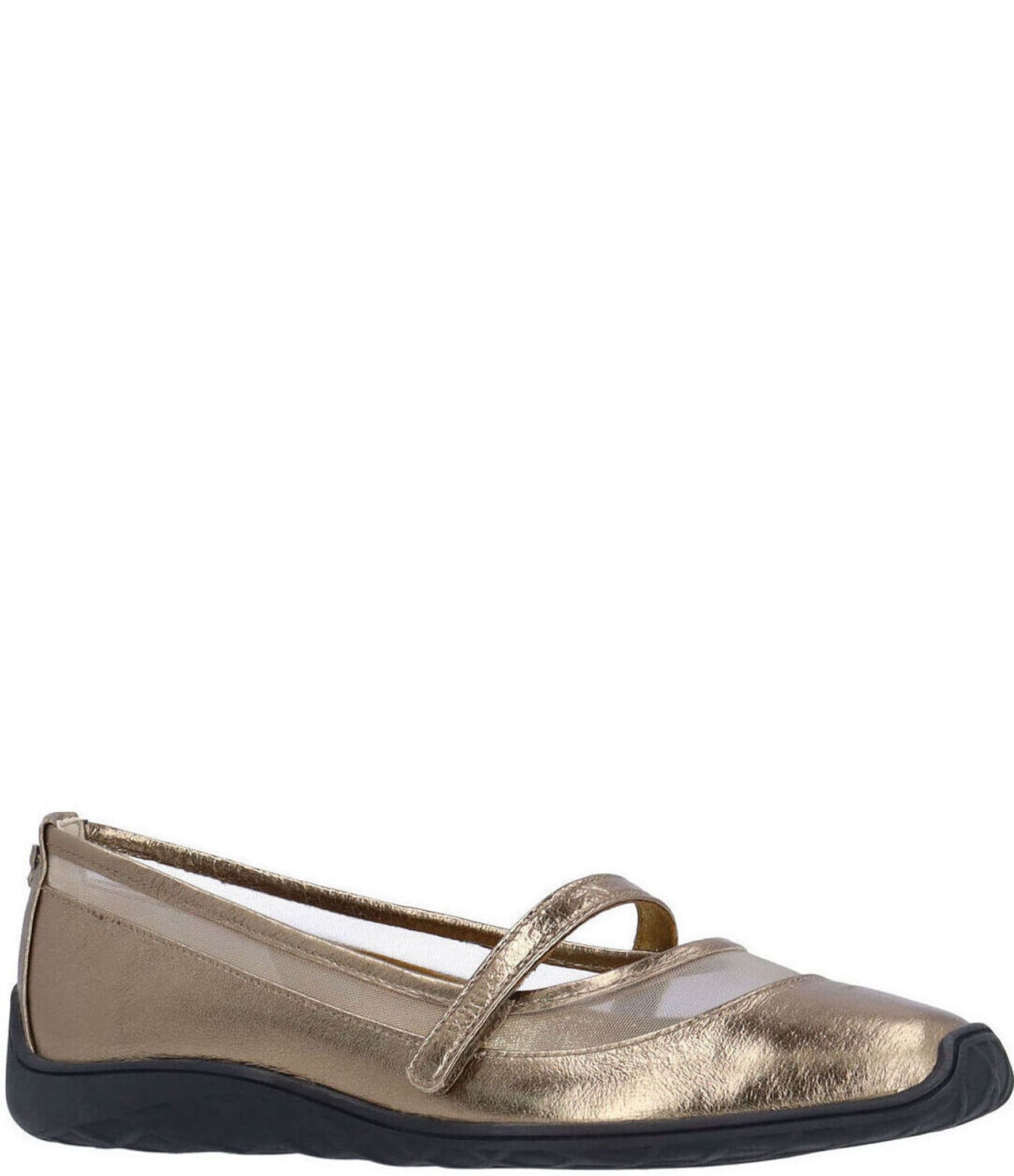 J. Renee Belenya Metallic Leather and Mesh Mary Jane Flats