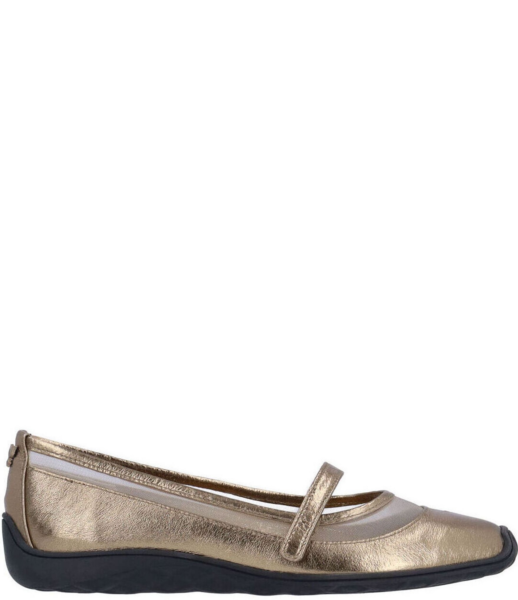 J. Renee Belenya Metallic Leather and Mesh Mary Jane Flats
