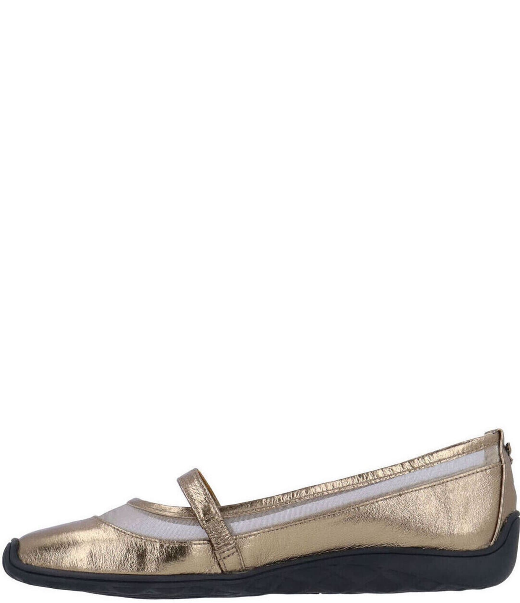 J. Renee Belenya Metallic Leather and Mesh Mary Jane Flats