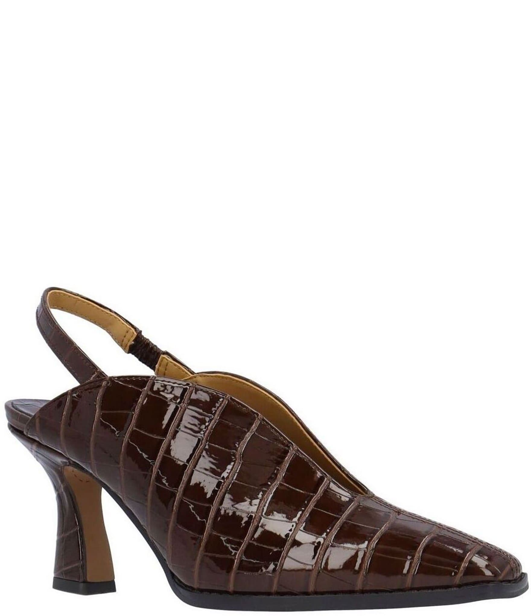 J. Renee Brisani Crocodile Embossed Slingback Pumps