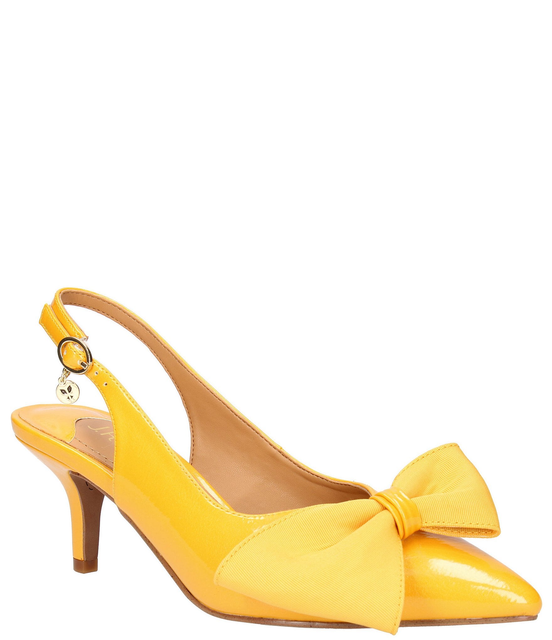Yellow Slingback Heels with Asymmetric Bow