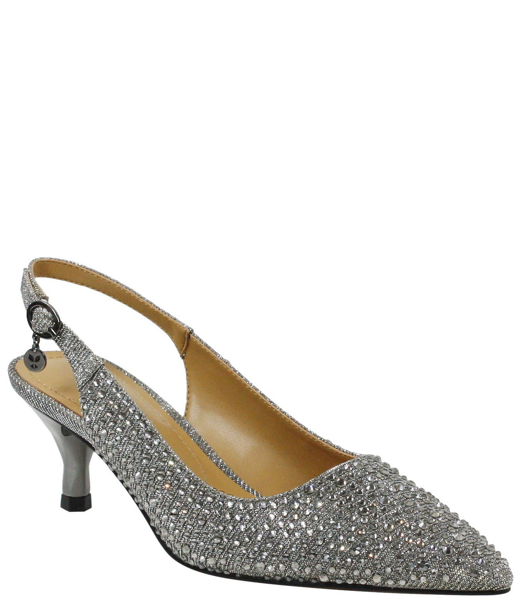  FIFSY Women Glitter Block Heel Sandals Pointed Toe Slingback  Pumps Sparkle Shoes US5 EU35
