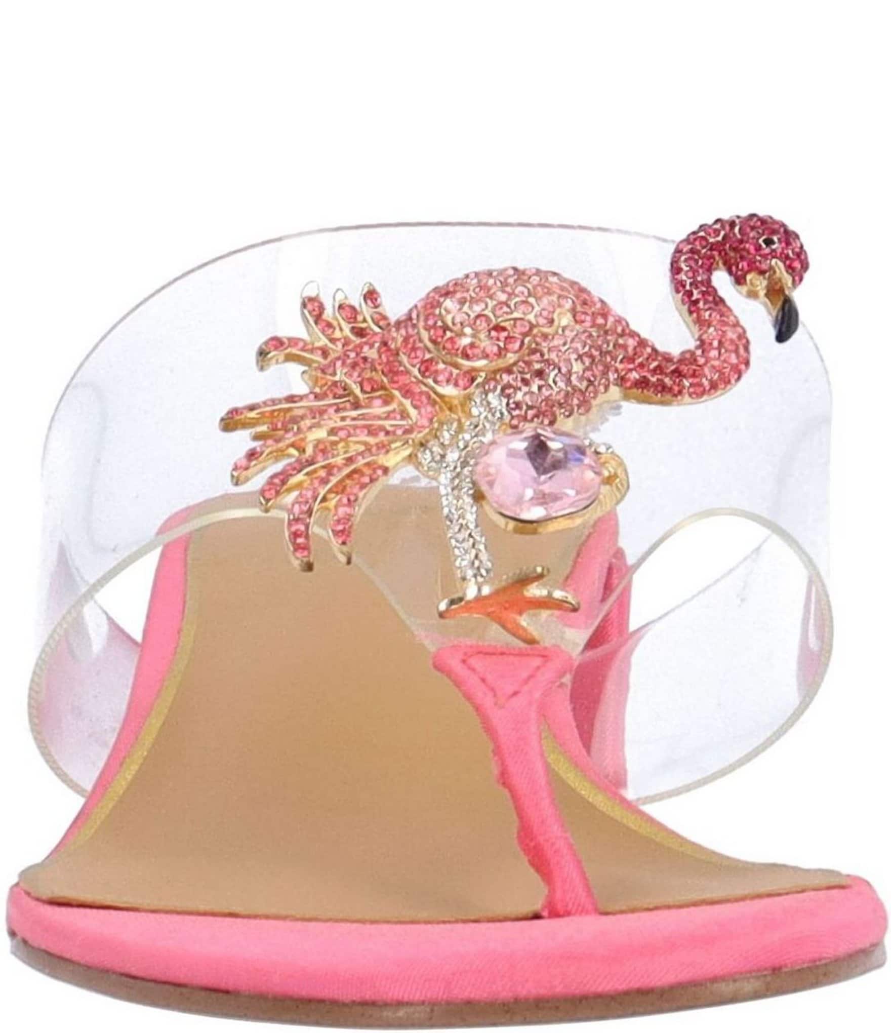 J. Renee Vinyl Flamingo Ornament Thong Sandals