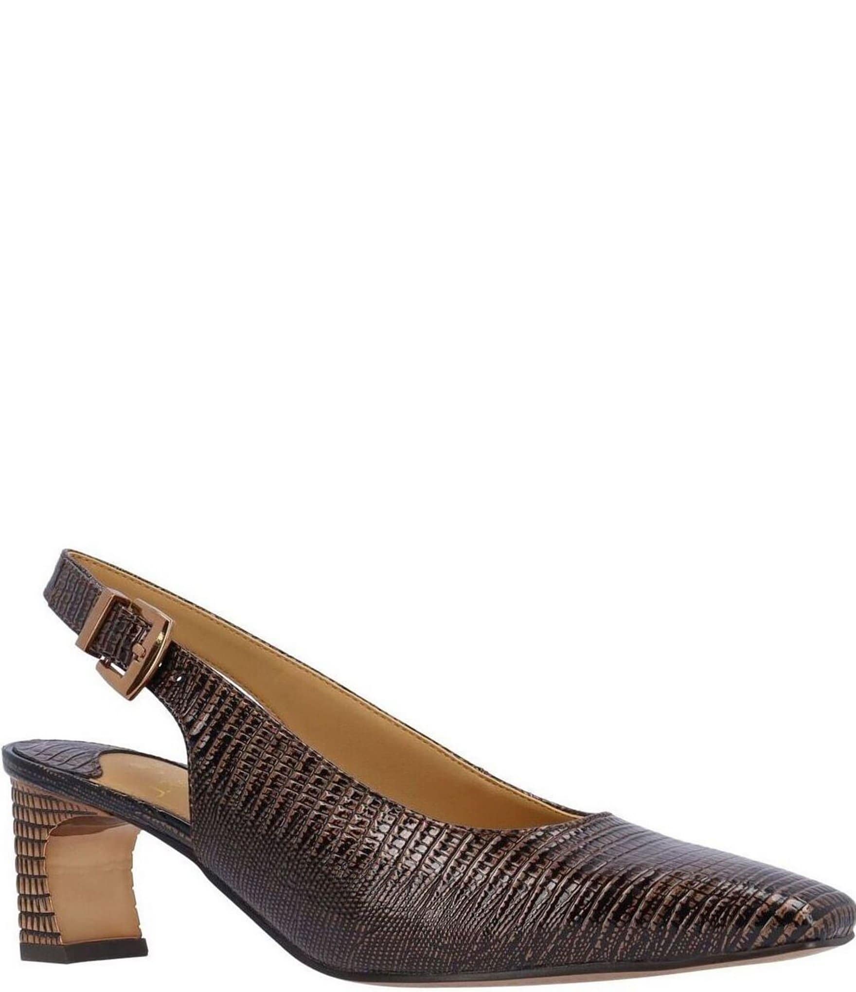 J. Renee Hadyn Lizard Print Block Heel Slingback Pumps