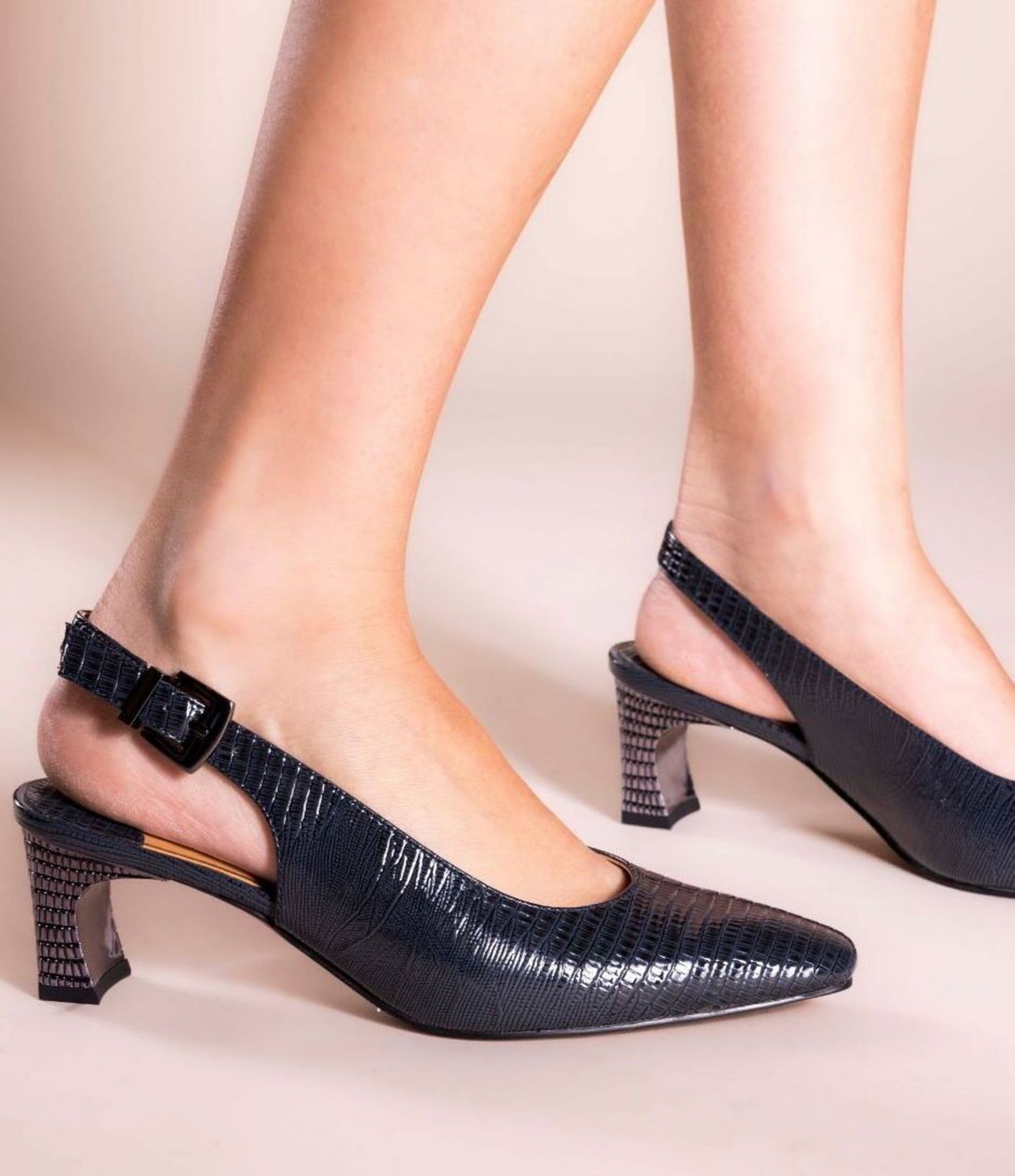 J. Renee Hadyn Lizard Print Block Heel Slingback Pumps